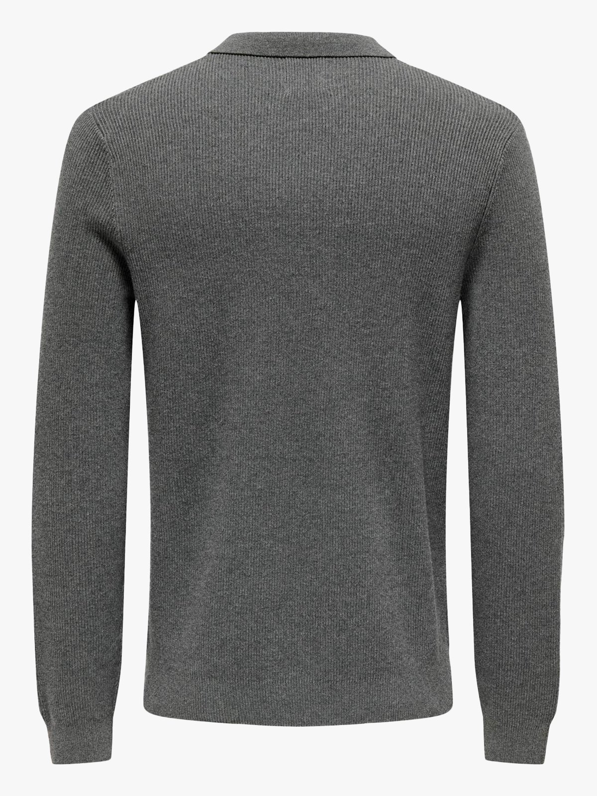 Only & Sons Phill Reg Rib Long Sleeve Polo Knit Medium Grey Melange
