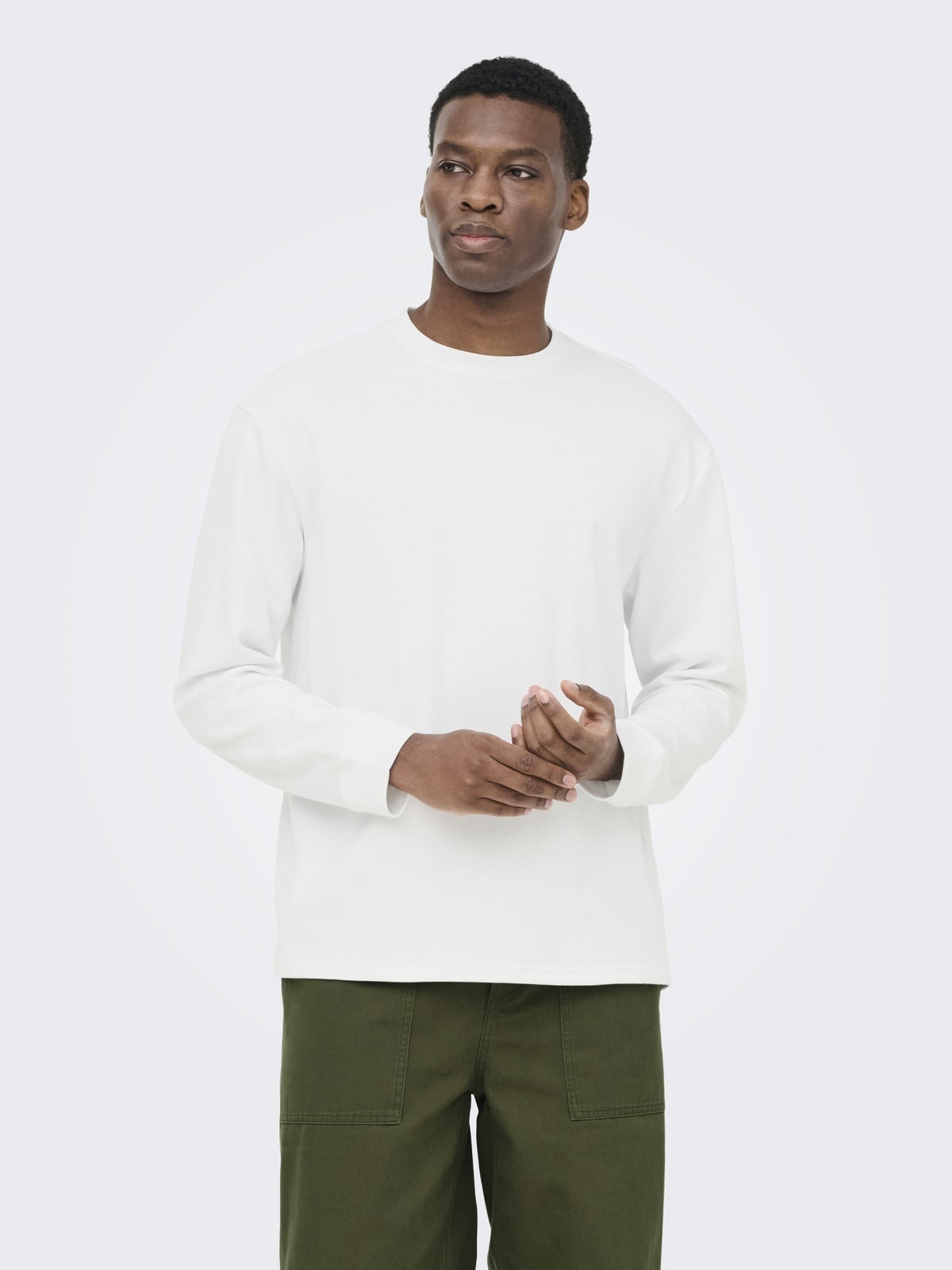 Only & Sons Caspian Airflex Relax Long Sleeve Tee White