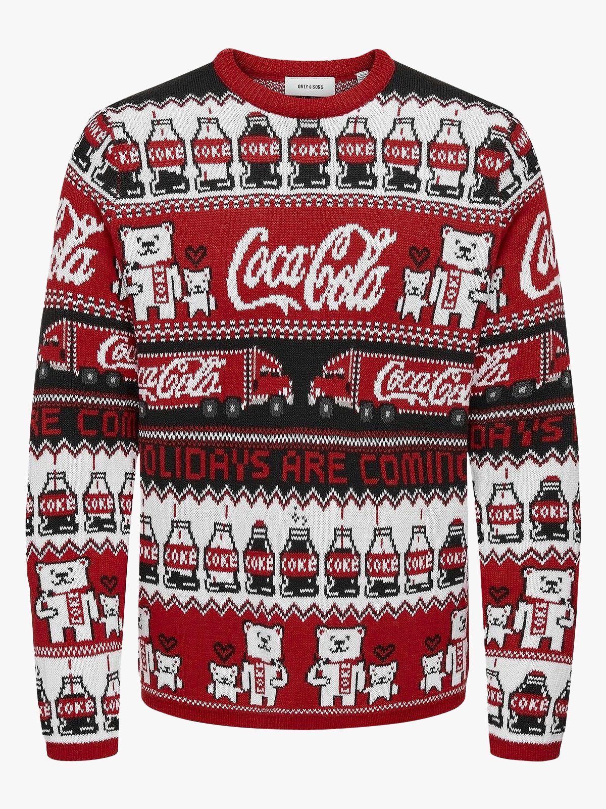 Only & Sons XMAS Reg Cola Crew Knit Pompeian Red