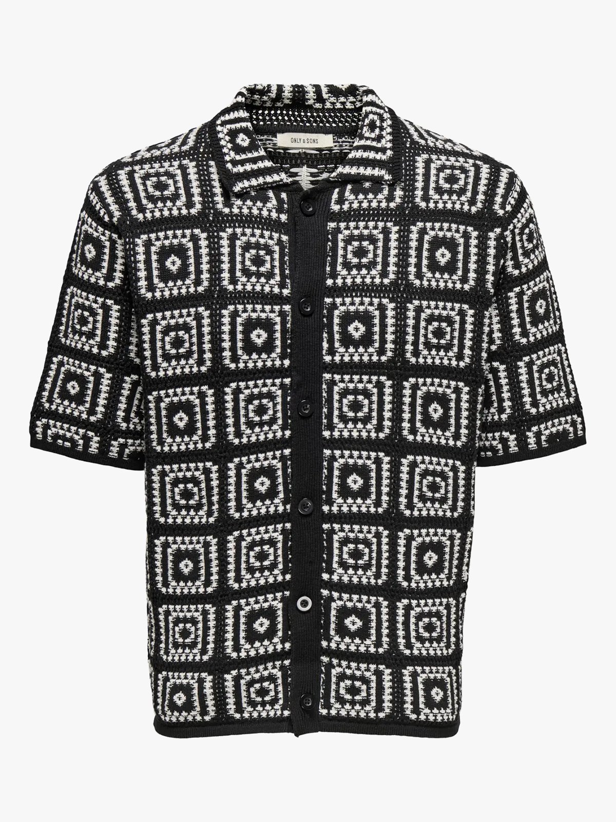 Only & Sons Bart Relax Short Sleeve Shirt Knit Black / Egret
