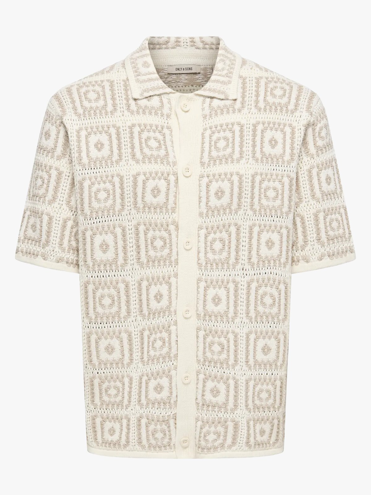 Only & Sons Bart Relax Short Sleeve Shirt Knit Silver Lining / Egret