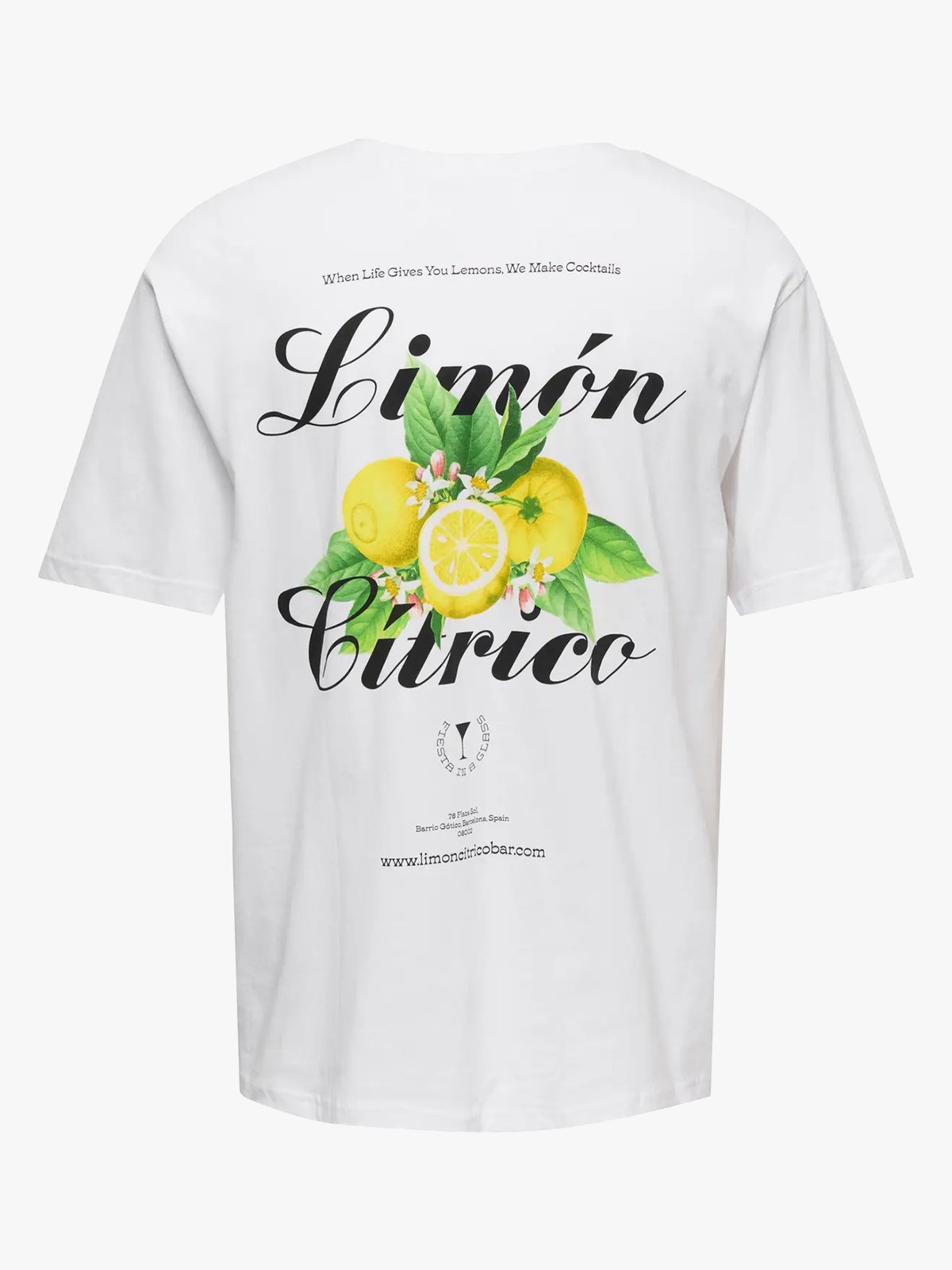Only & Sons Keane Relaxed Short Sleeve Print Tee Bright White Limon