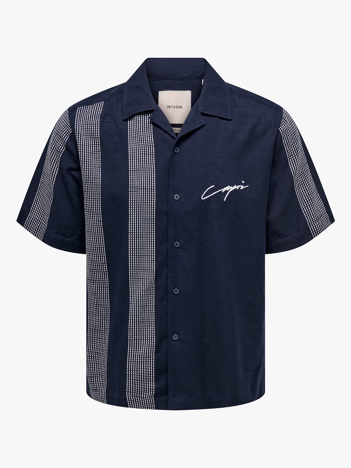 Only & Sons Seio Emb Detailed Short Sleeve Shirt Dark Sapphire