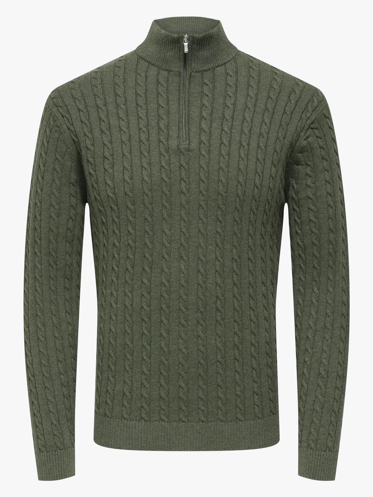 Only & Sons Loui Reg 12 Cabel Half Zip Knit Castor Gray Melange