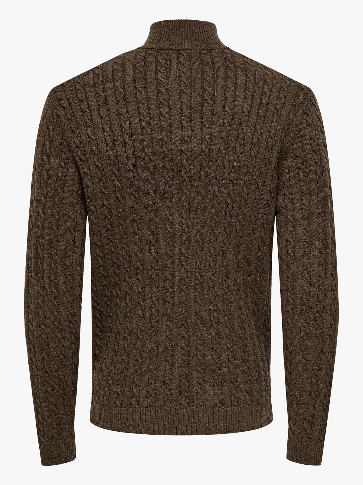 Only & Sons Loui Reg 12 Cabel Half Zip Knit Coffee Bean Melange