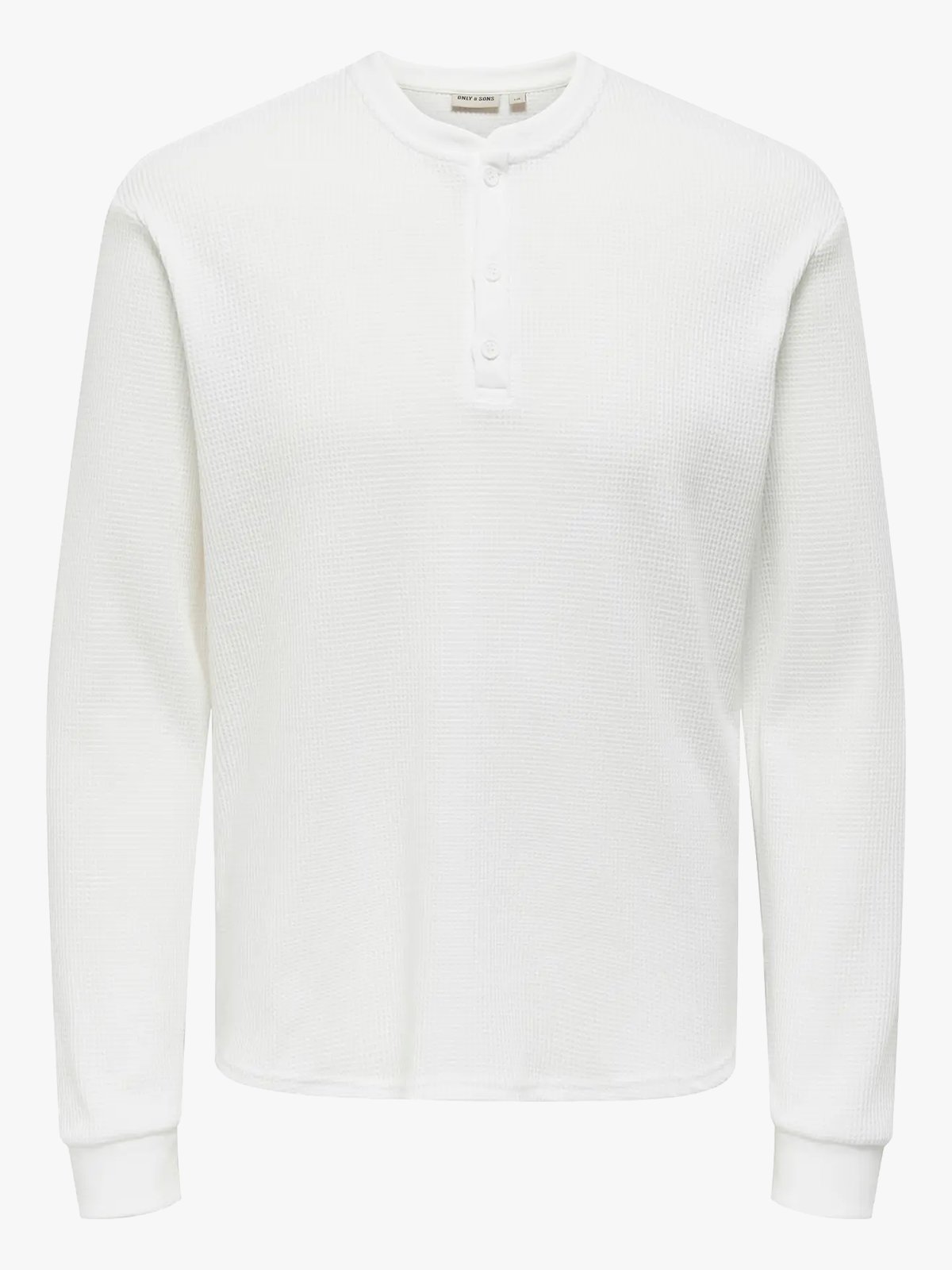 Only & Sons Tobie Reg Long Sleeve Henley Tee Bright White