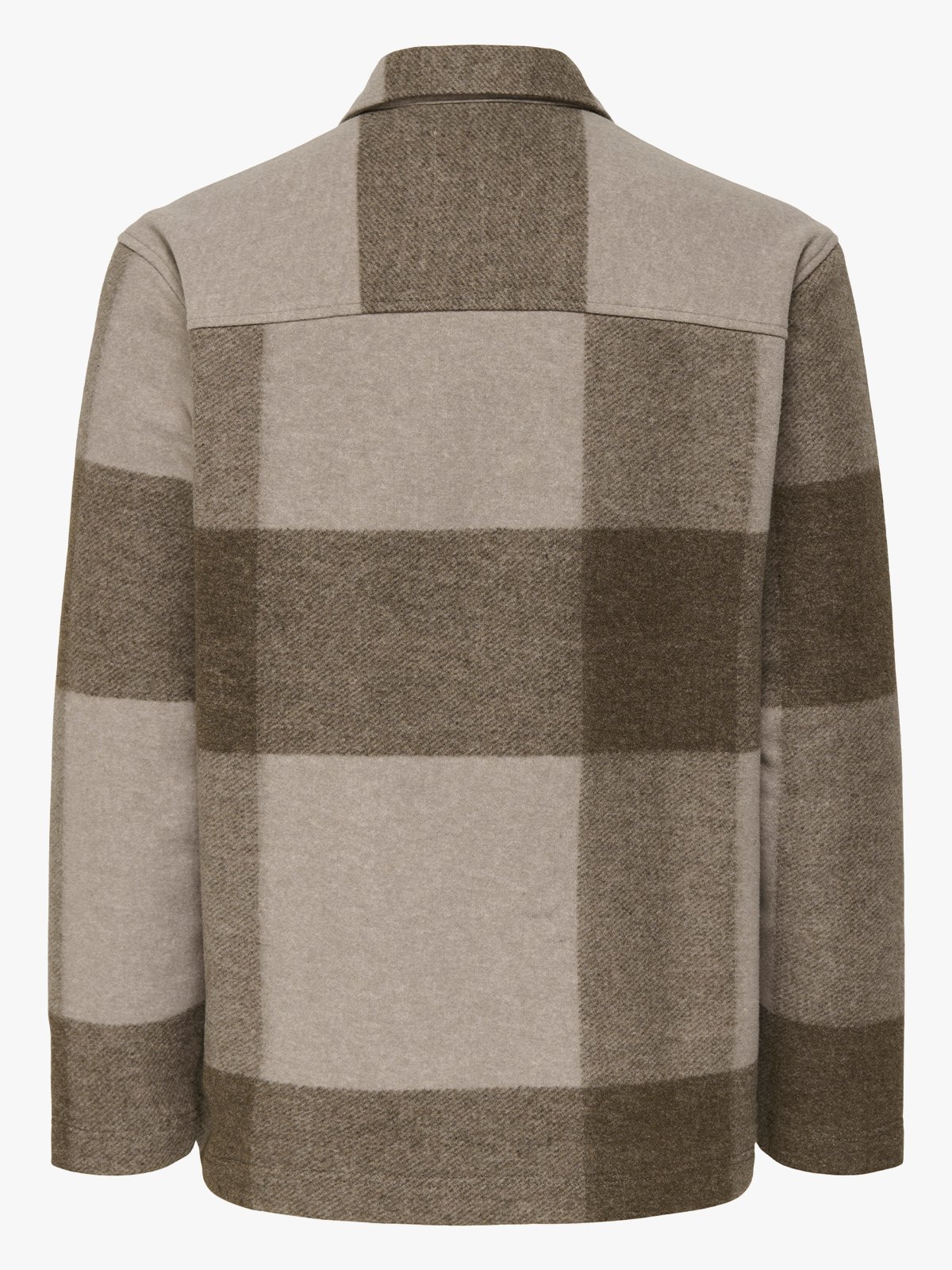 Only & Sons Wake Checked Zip Overshirt Chinchilla