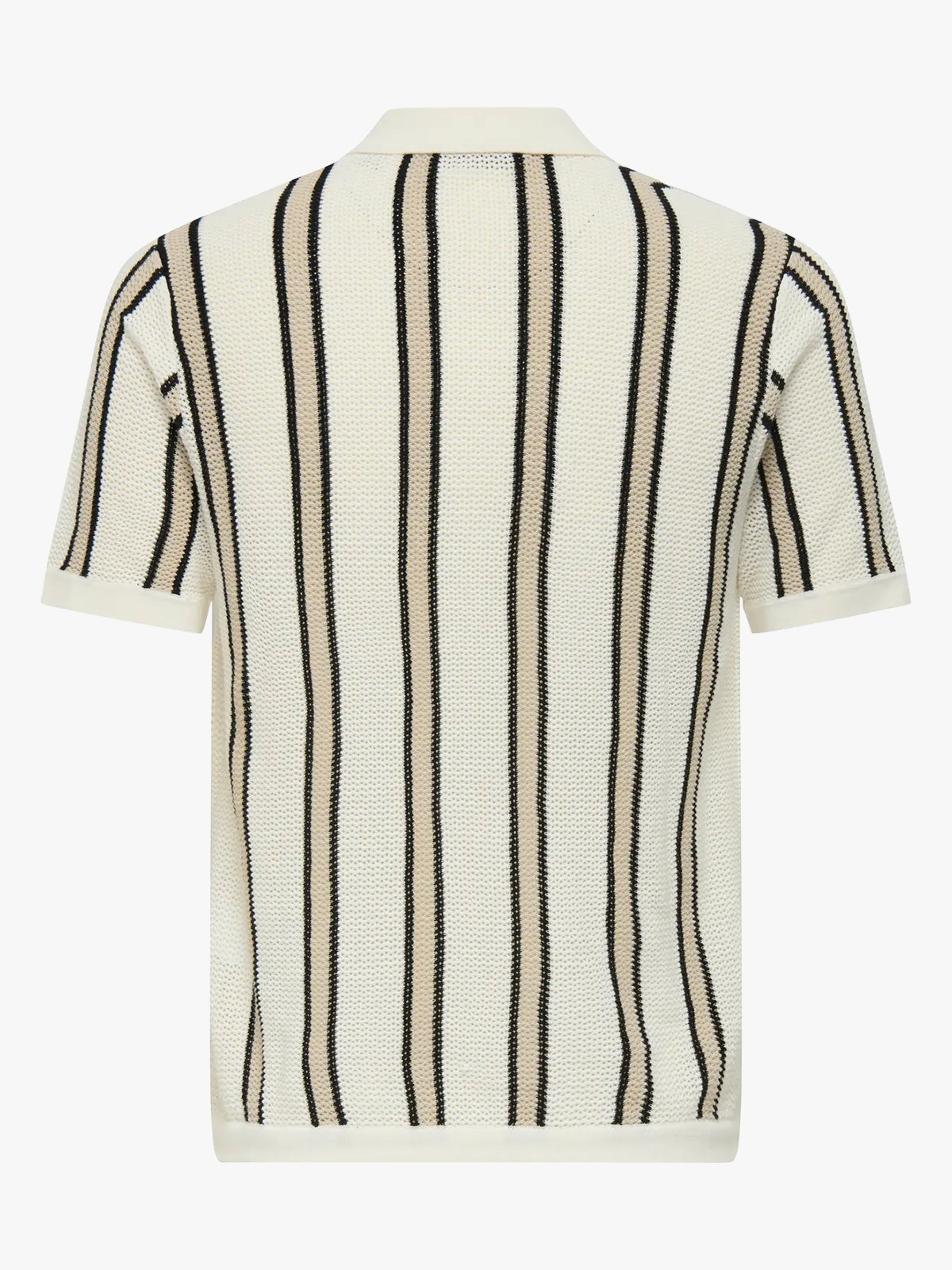 Only & Sons Gabriel Regular Short Sleeve Shirt Knit Cloud Dancer Black + Silver Lining