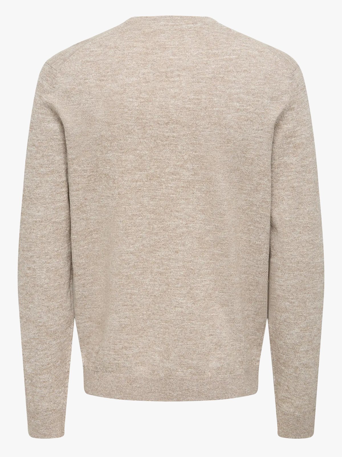 Only & Sons Tim Reg Long Sleeve Linen Crew Knit Desert Taupe / Cloud Dancer Twist