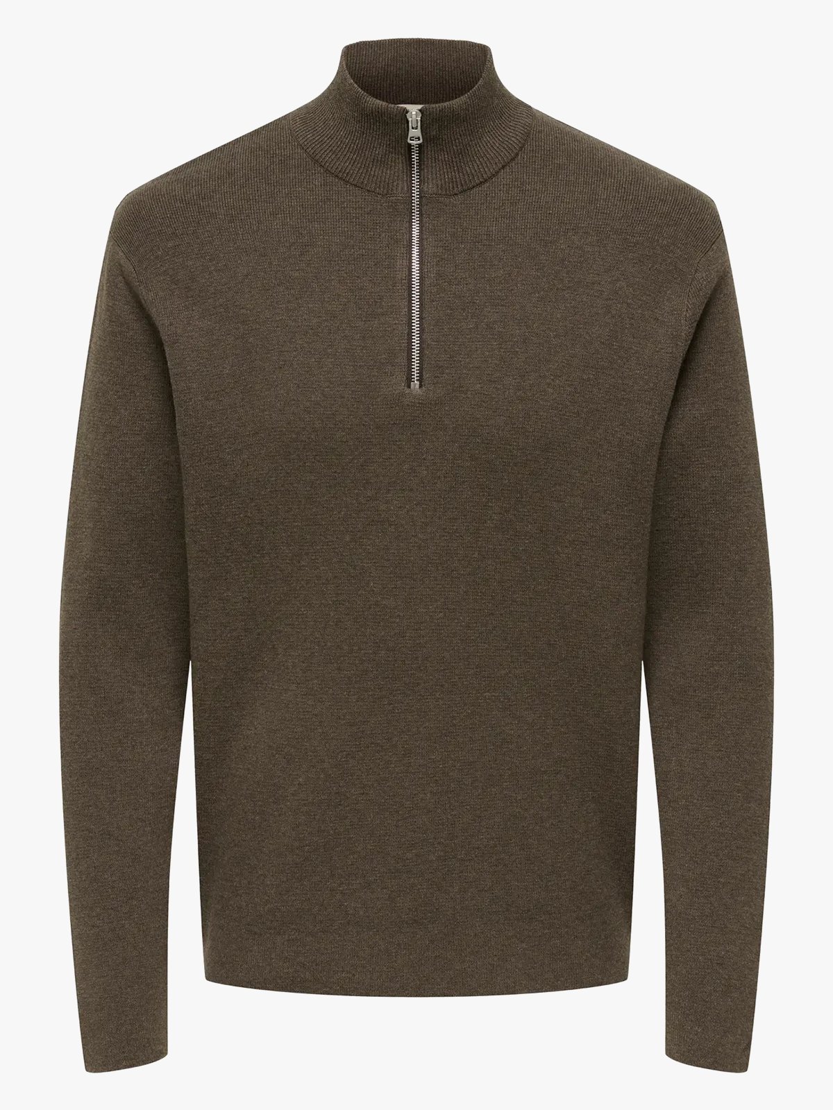 Only & Sons Ting Life Regular Half Zip Knit Coffee Bean