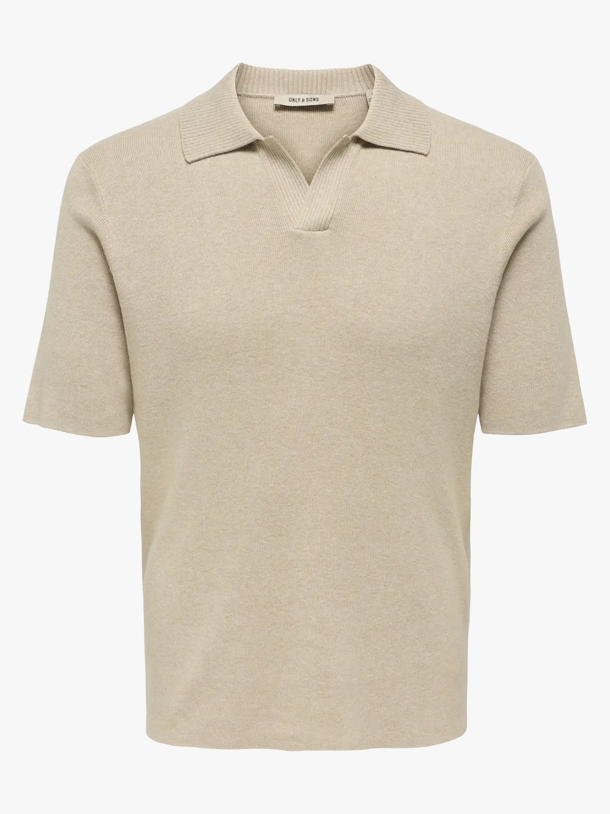 Only & Sons Travis Regular Short Sleeve Mel Knit Oatmeal Melange