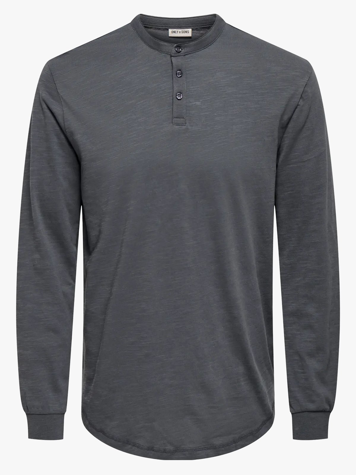 Only & Sons Benne Henley Regular Long Sleeve Tee Grey Pinstripe