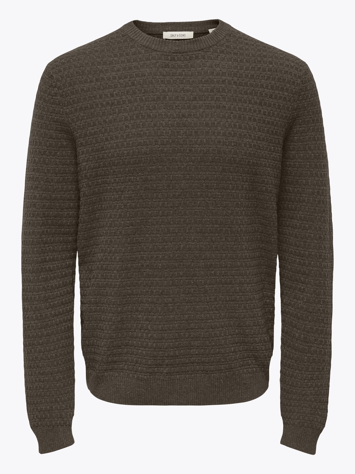 Only & Sons Loui Long Sleeve Structure Crew Regular Brun