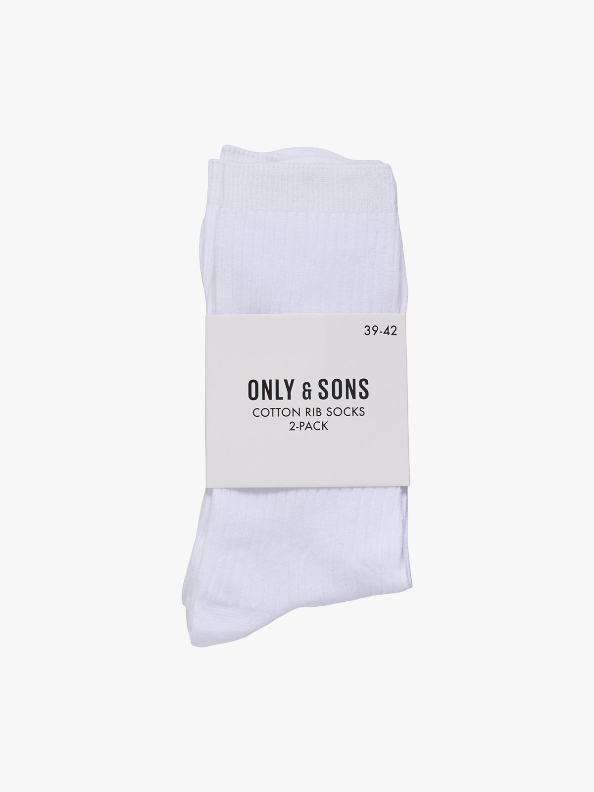 Only & Sons Basic Rib Sock 2 Pack White