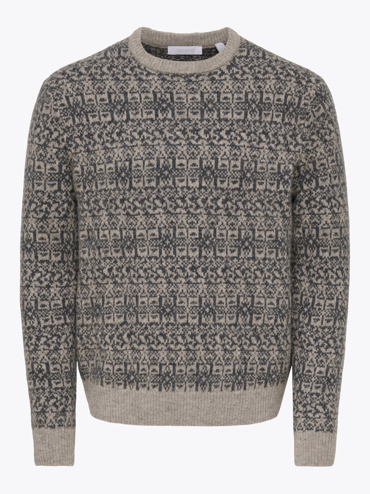 Only & Sons Sage Nordic Regular Long Sleeve Crew Knit Walnut Dark Grey Melange