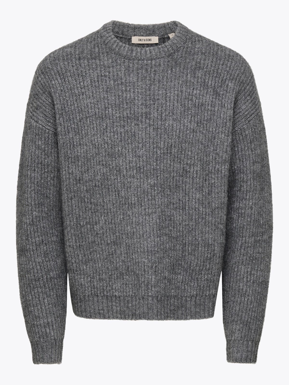 Only & Sons Bob DS Long Sleeve Crew Knit Medium Grey Melange