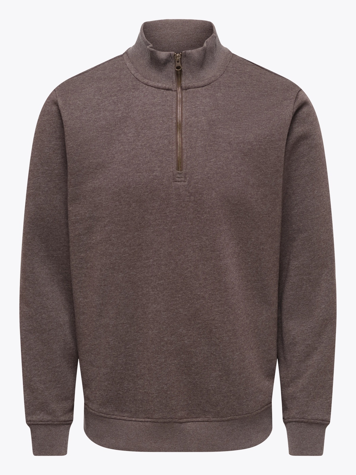 Only & Sons Melange Regular Sweat Half Zip Brun