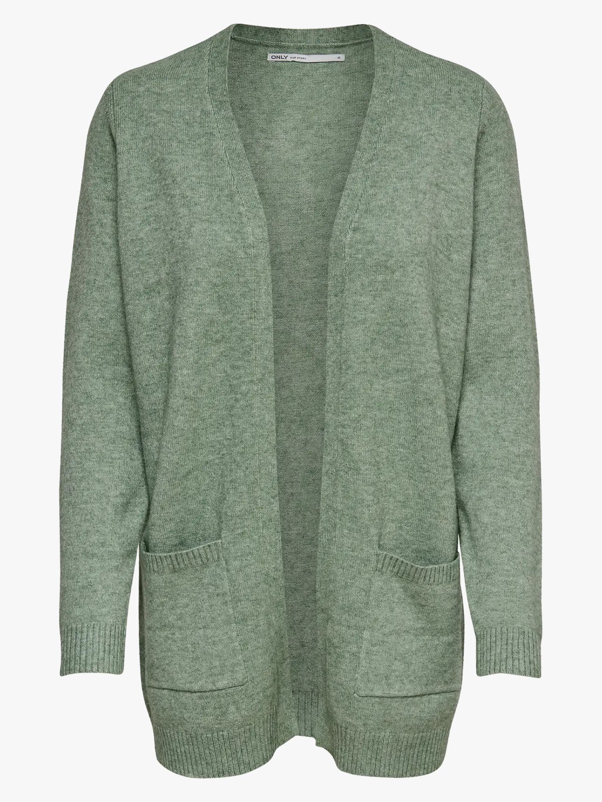 Only Lesly Long Sleeve Open Cardigan Knit Basil Melange