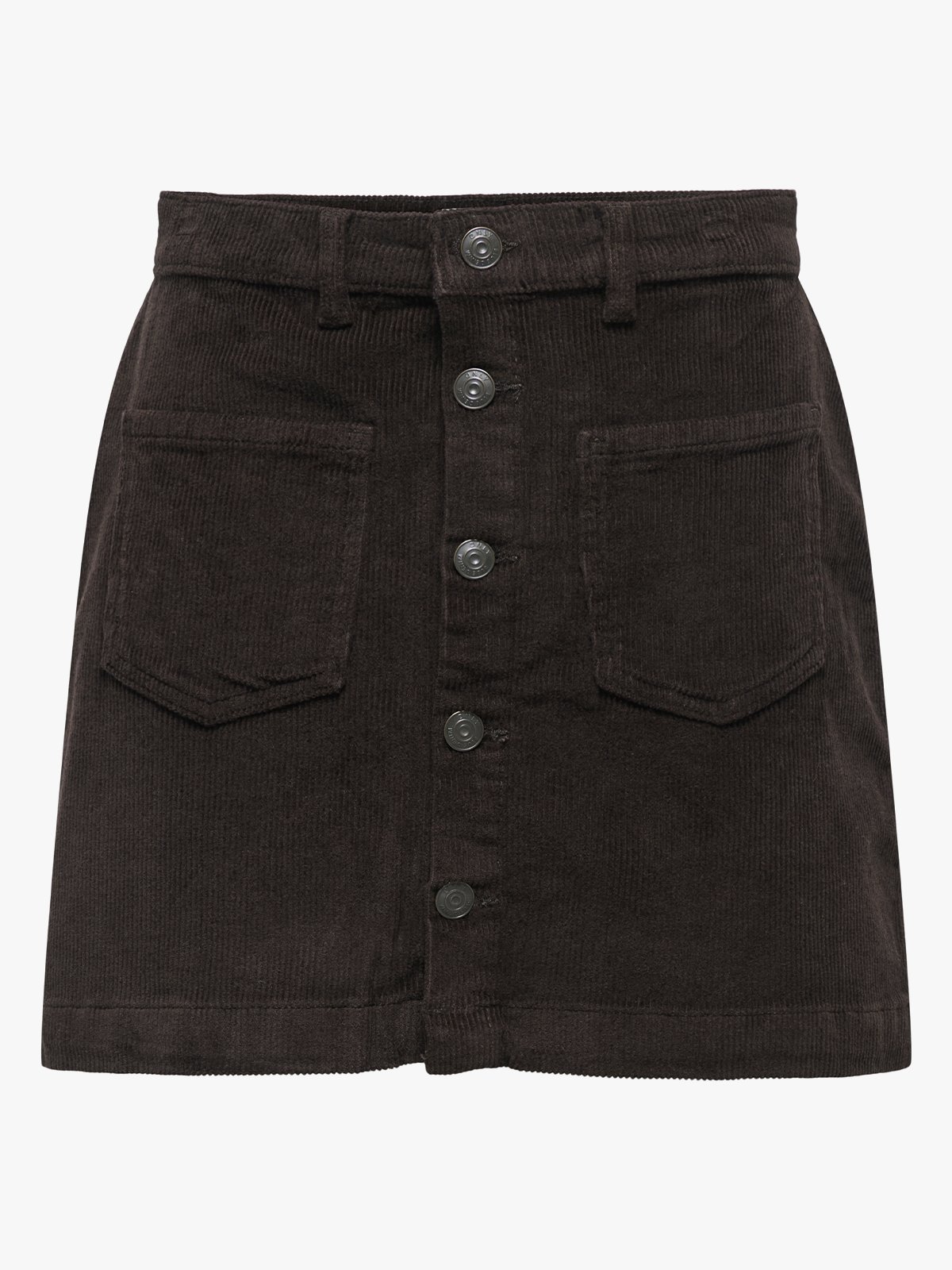 Only Amazing Global High Waist Cord Skirt Black Coffee
