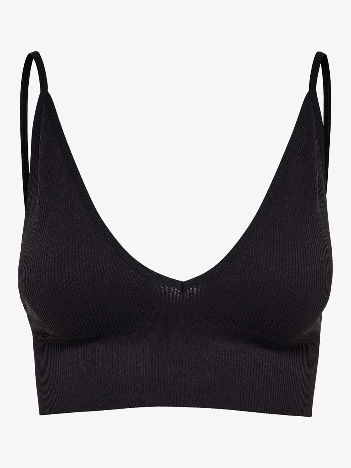 Only Vicky Rib Seamless V-Neck Top Black