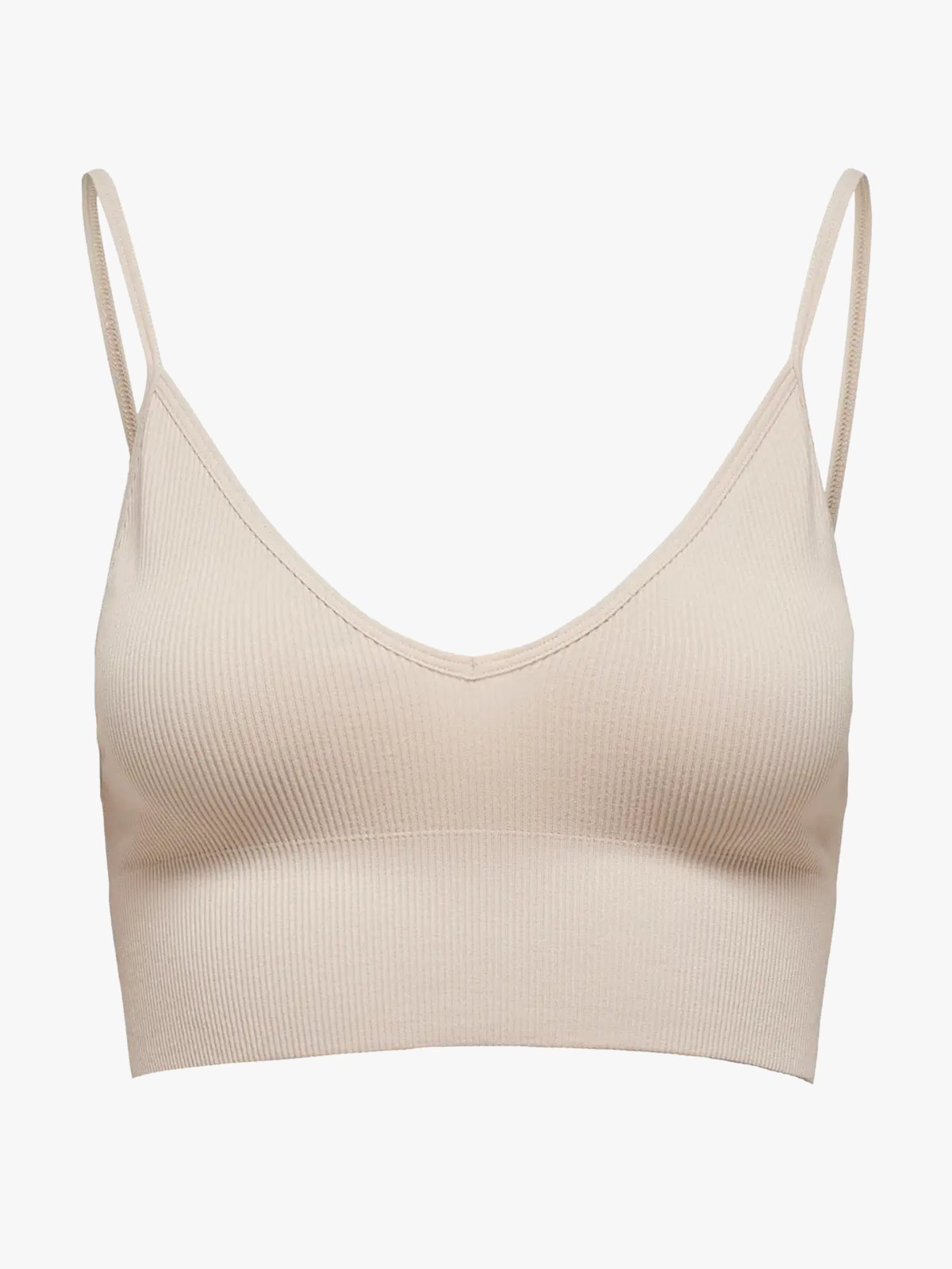 Only Vicky Rib Seamless V-Neck Top Peach Taffy