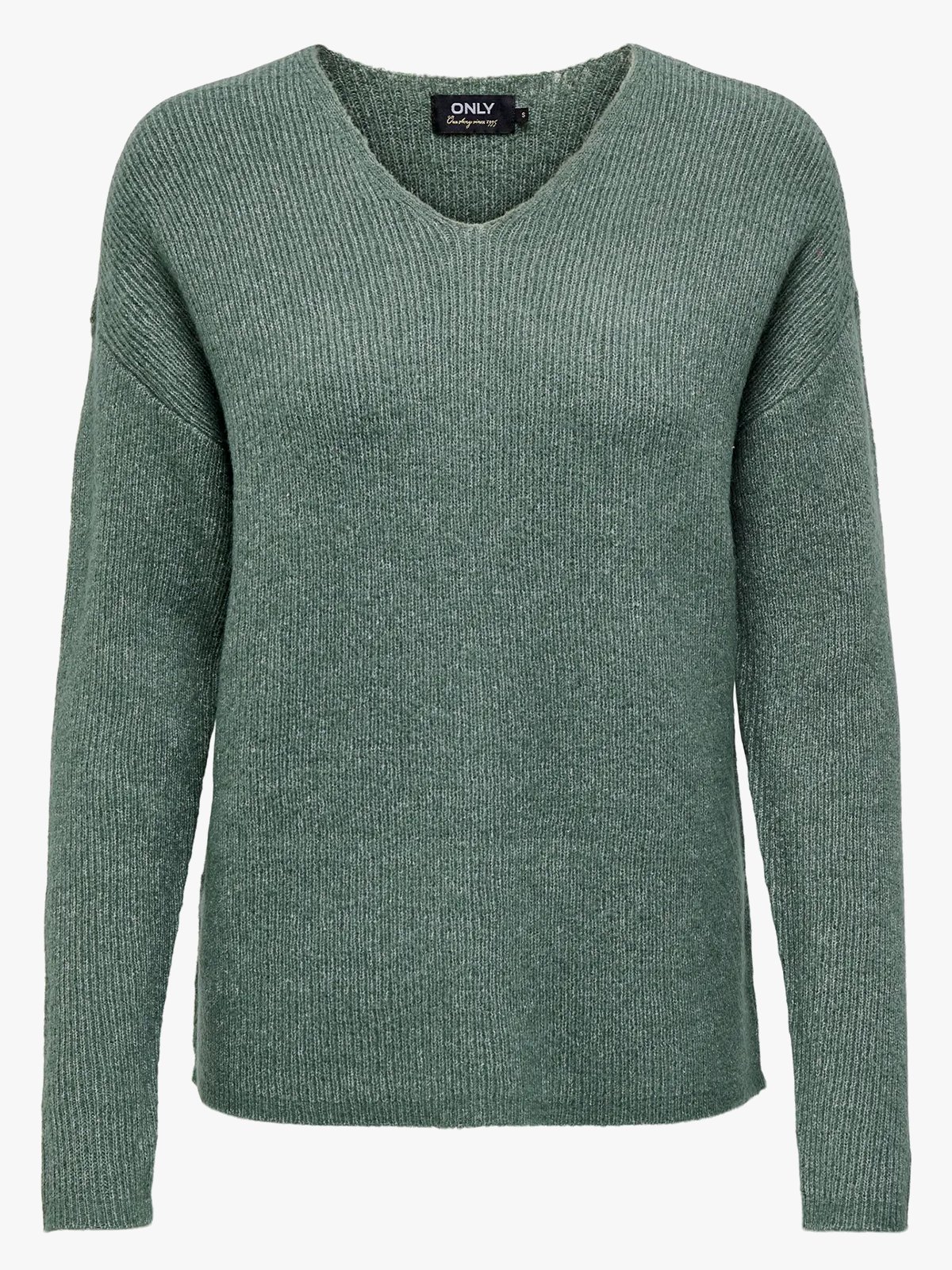 Only Camilla V-Neck Long Sleeve Pullover Knit Laurel Wreath Melange