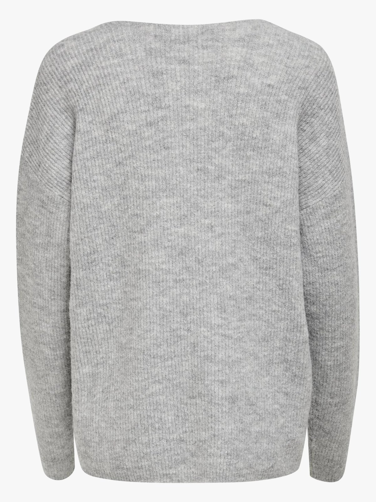 Only Camilla V-Neck Long Sleeve Pullover Knit Light Grey Melange