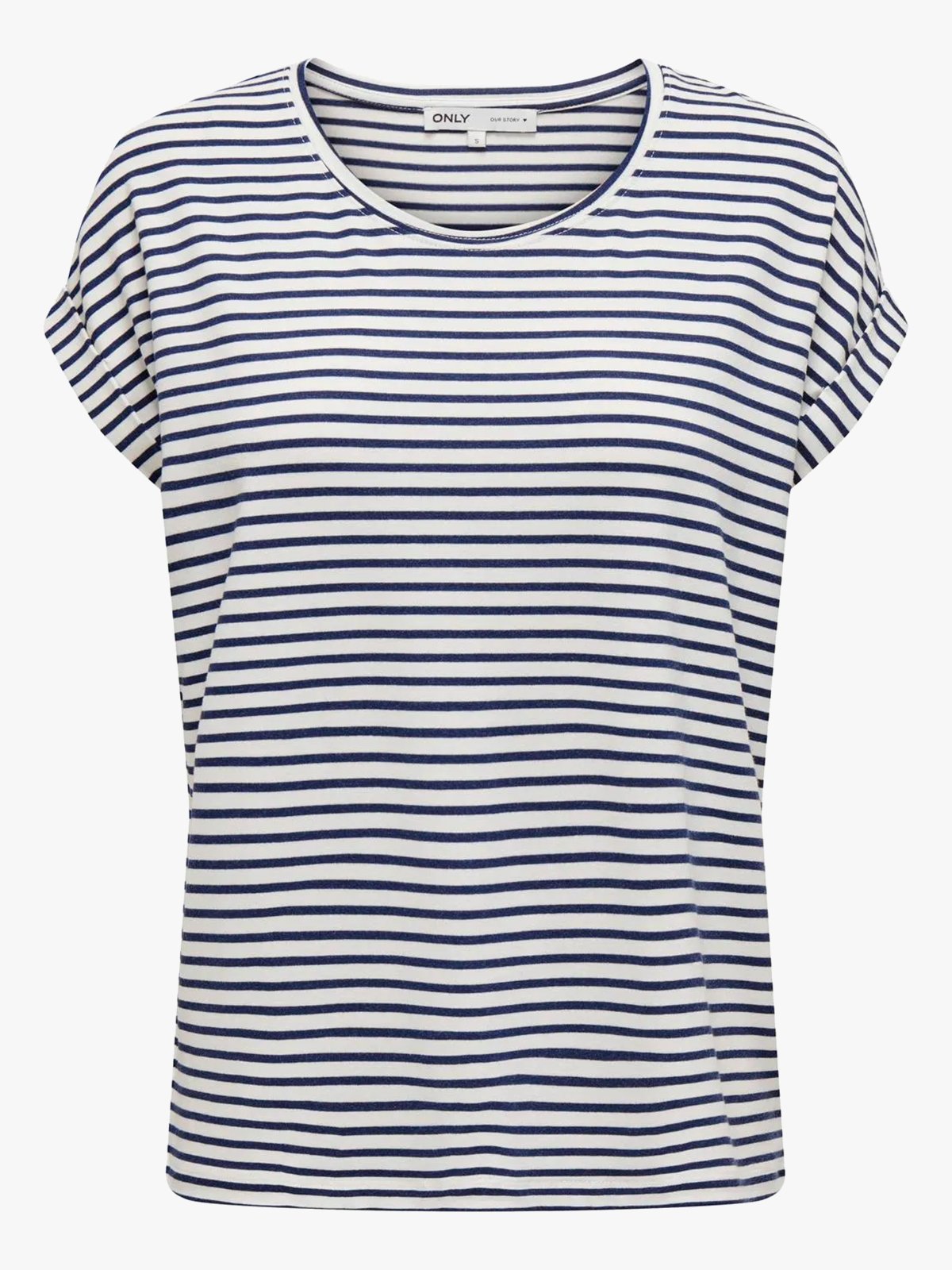 Only Moster Stripe Short Sleeve O-Neck Top Cloud Dancer Naval Academy