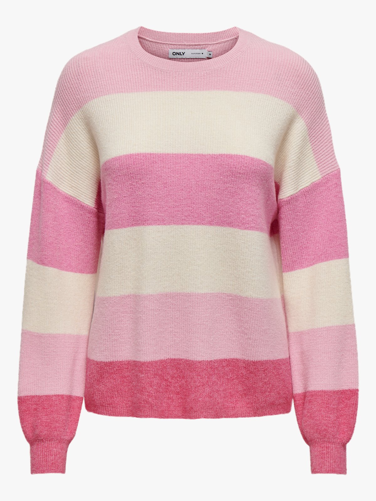 Only Atia Long Sleeve Stripe Pullover Knit Pink Lady