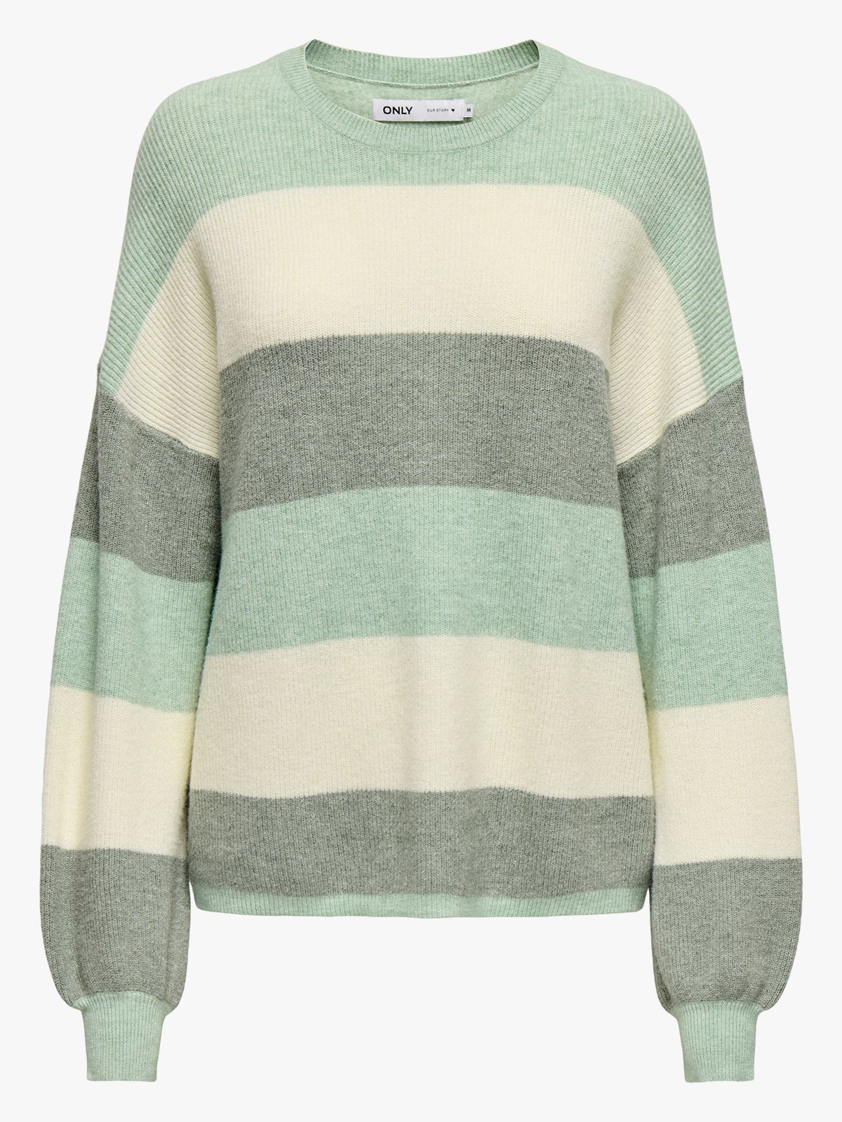 Only Atia Long Sleeve Stripe Pullover Knit Silt Green