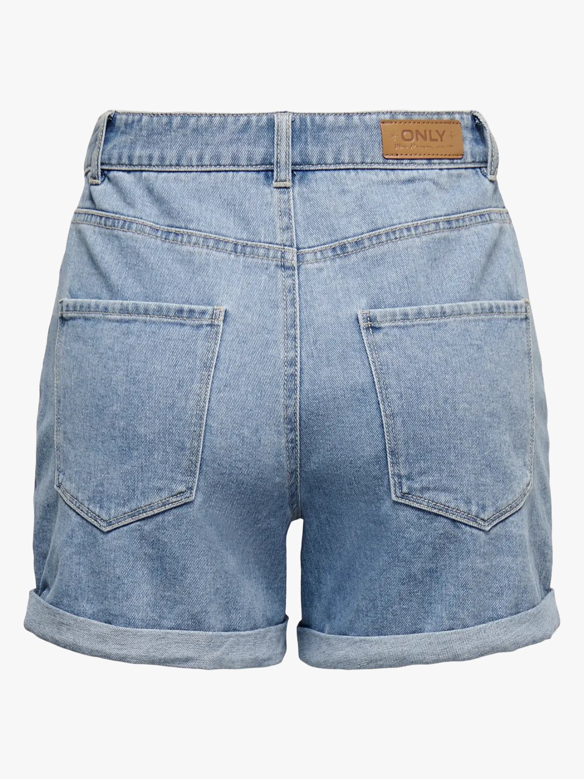 Only Vega High Waist Mom Denim Shorts Light Blue Denim
