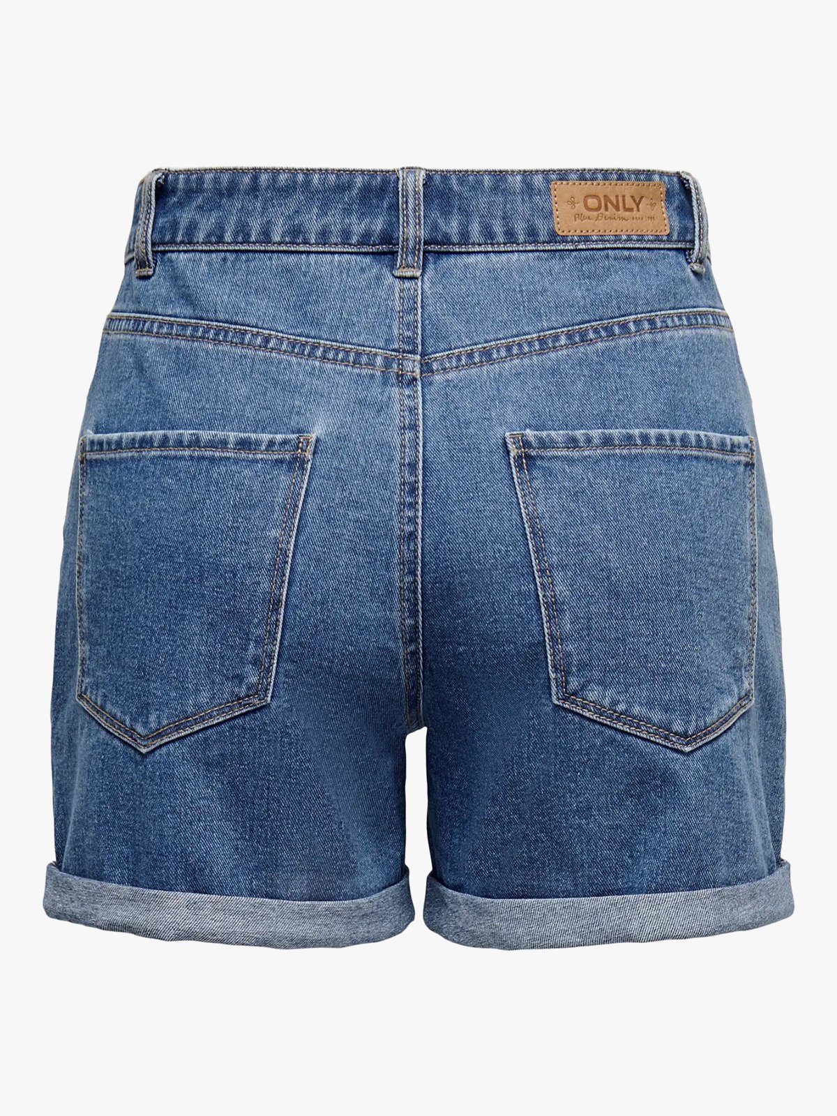 Only Vega High Waist Mom Denim Shorts Medium Blue Denim