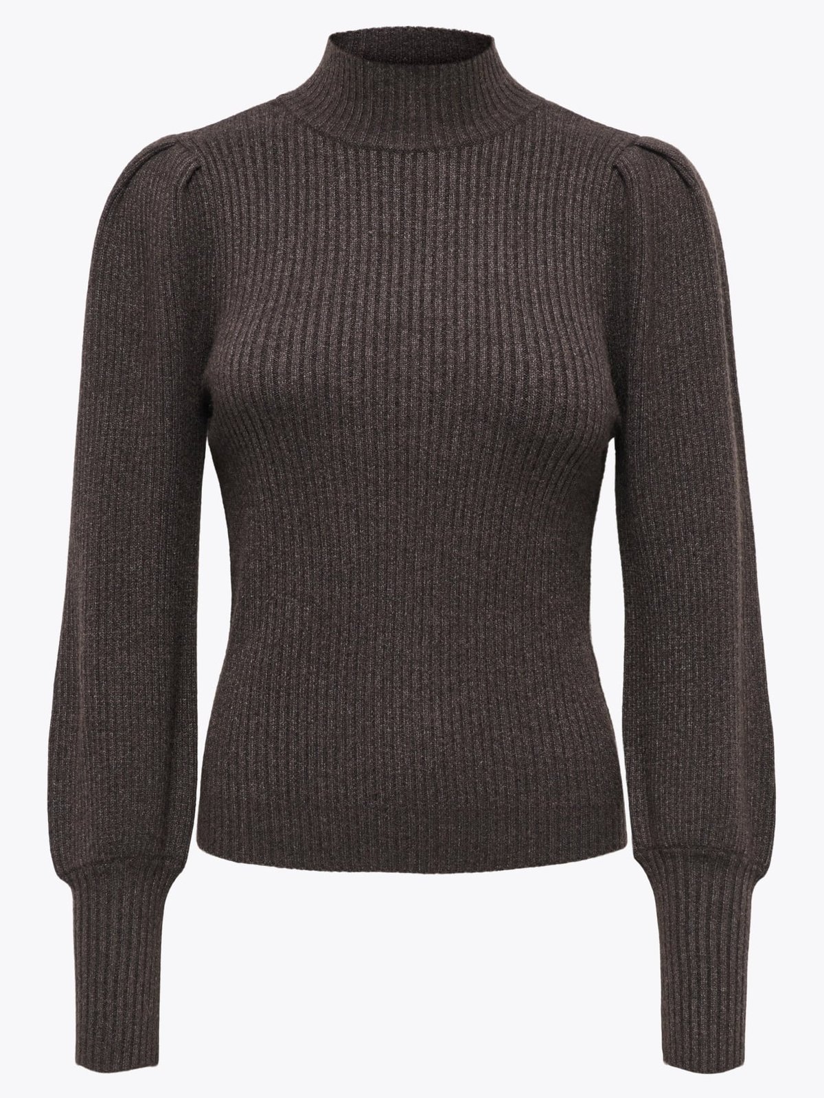 Only Katia Long Sleeve Highneck Pullover Knit Chocolate Torte