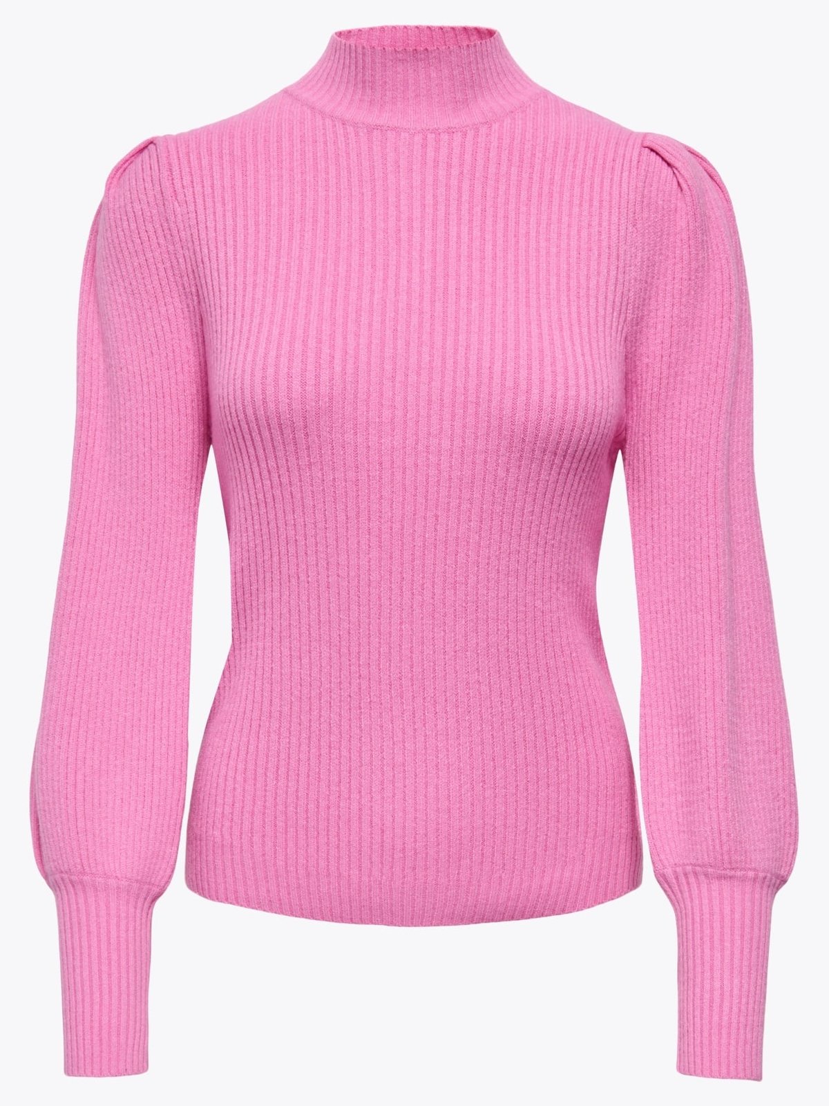 Only Katia Long Sleeve Highneck Pullover Knit Fuchsia Pink