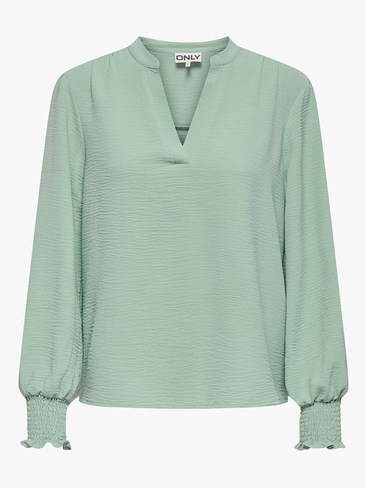 Only Mette V-Neck Long Sleeve Smock Top Jadeite