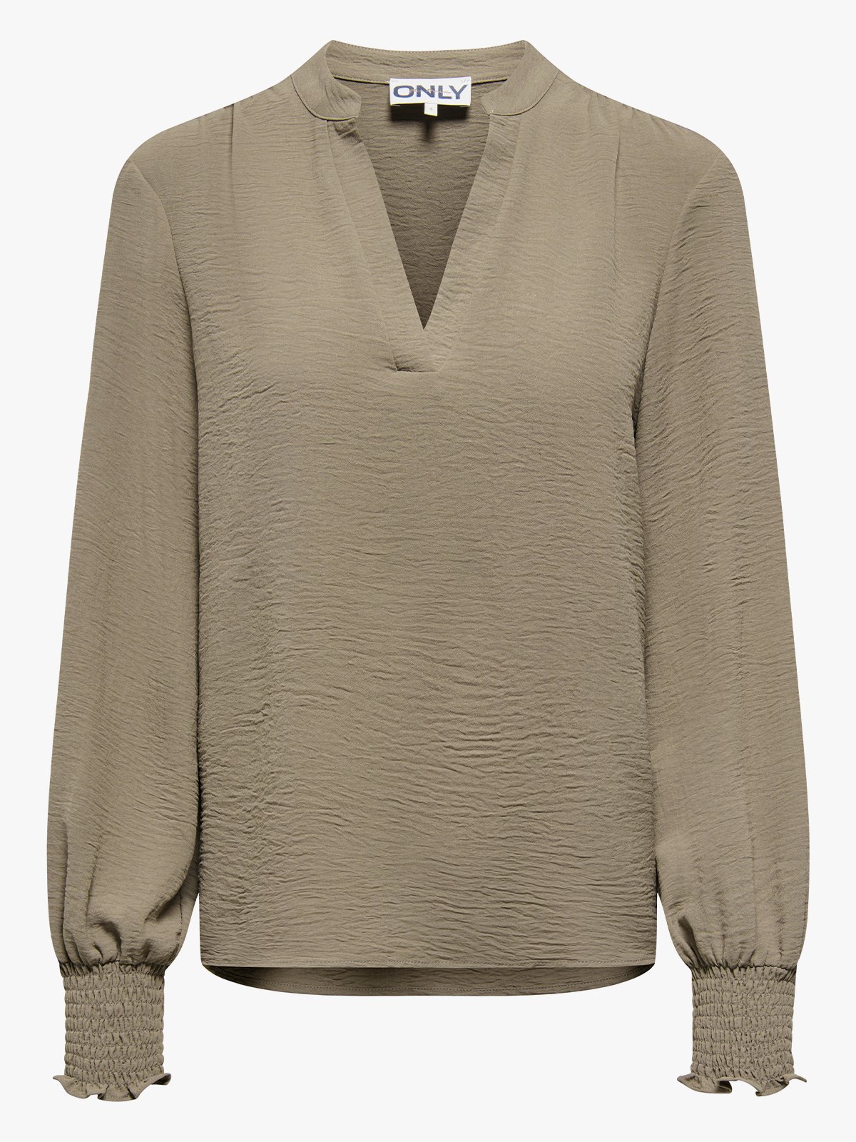 Only Mette V-Neck Long Sleeve Smock Top Walnut