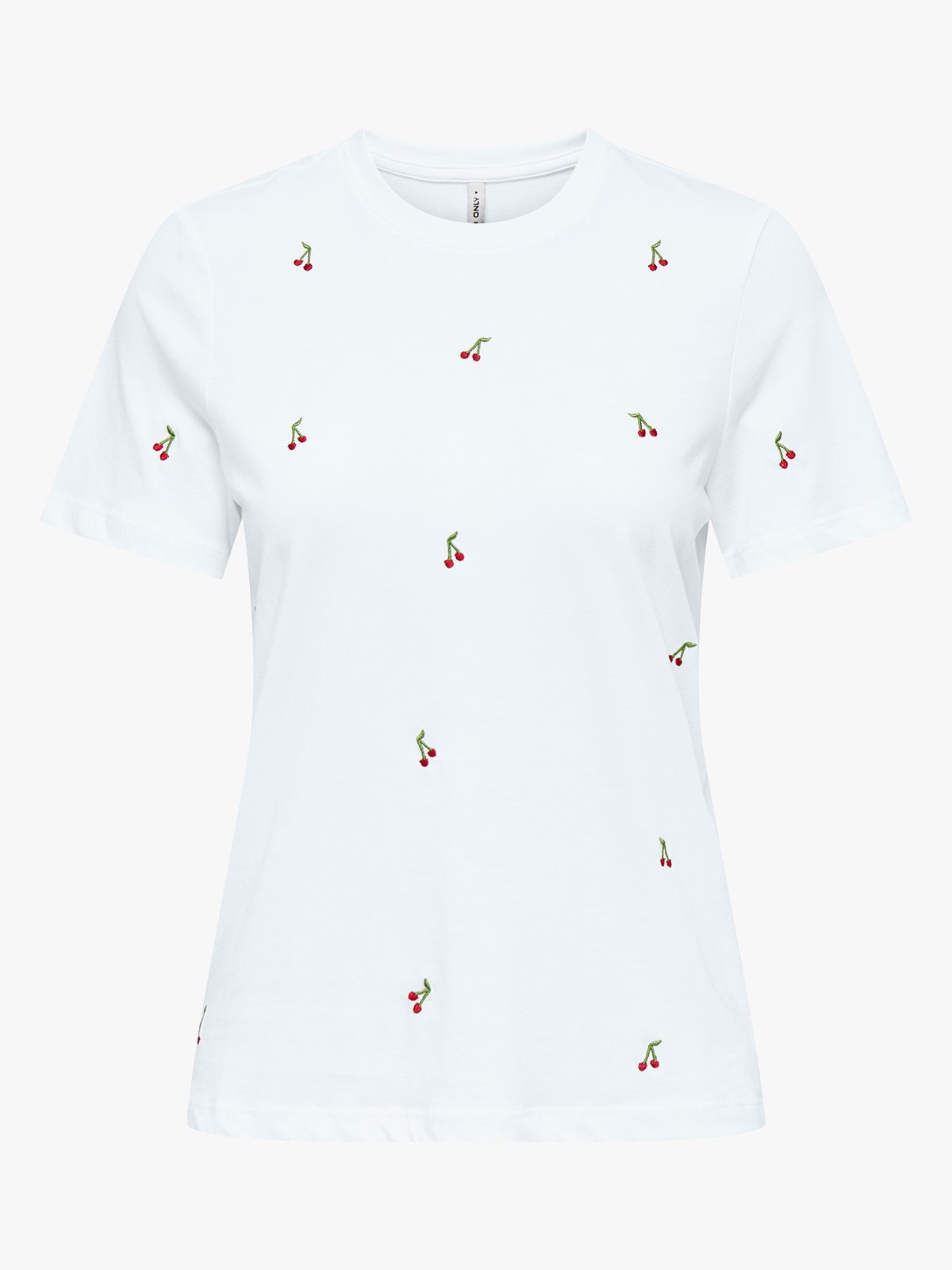 Only Ketty Life Short Sleeve O-Neck Top Bright White / Cherries