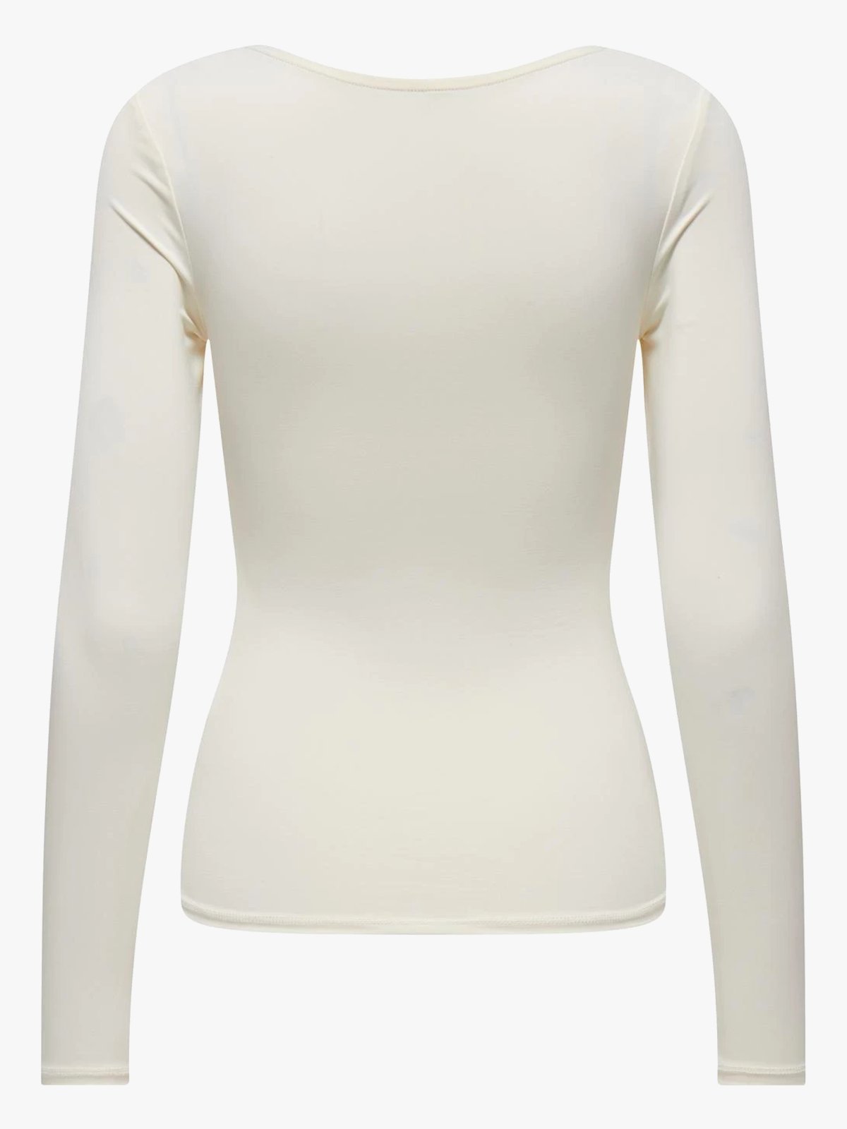 Only Ea Long Sleeve 2-Way Deep Neck Top Cloud Dancer