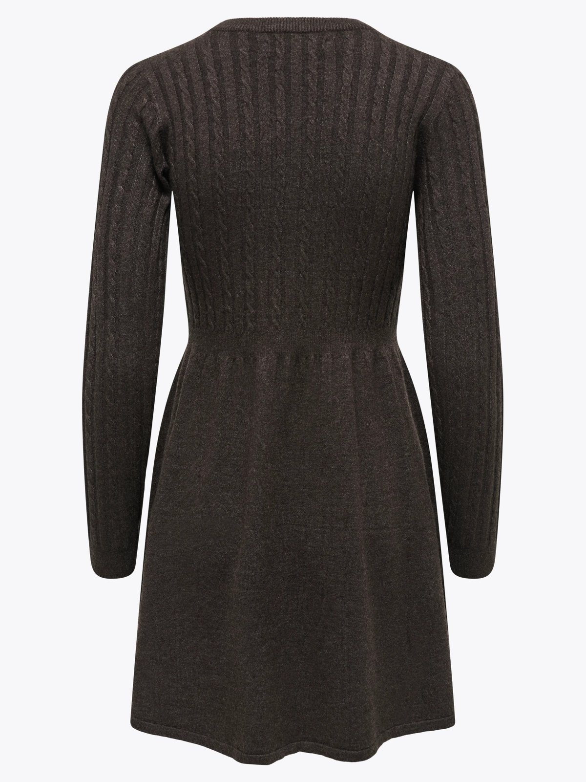 Only Fia Long Sleeve Cable Dress Knit Chocolate Torte Melange