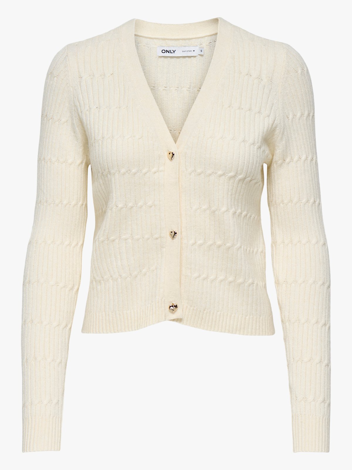 Only Katia Long Sleeve Cable V-Neck Cardigan Whitecap Grey