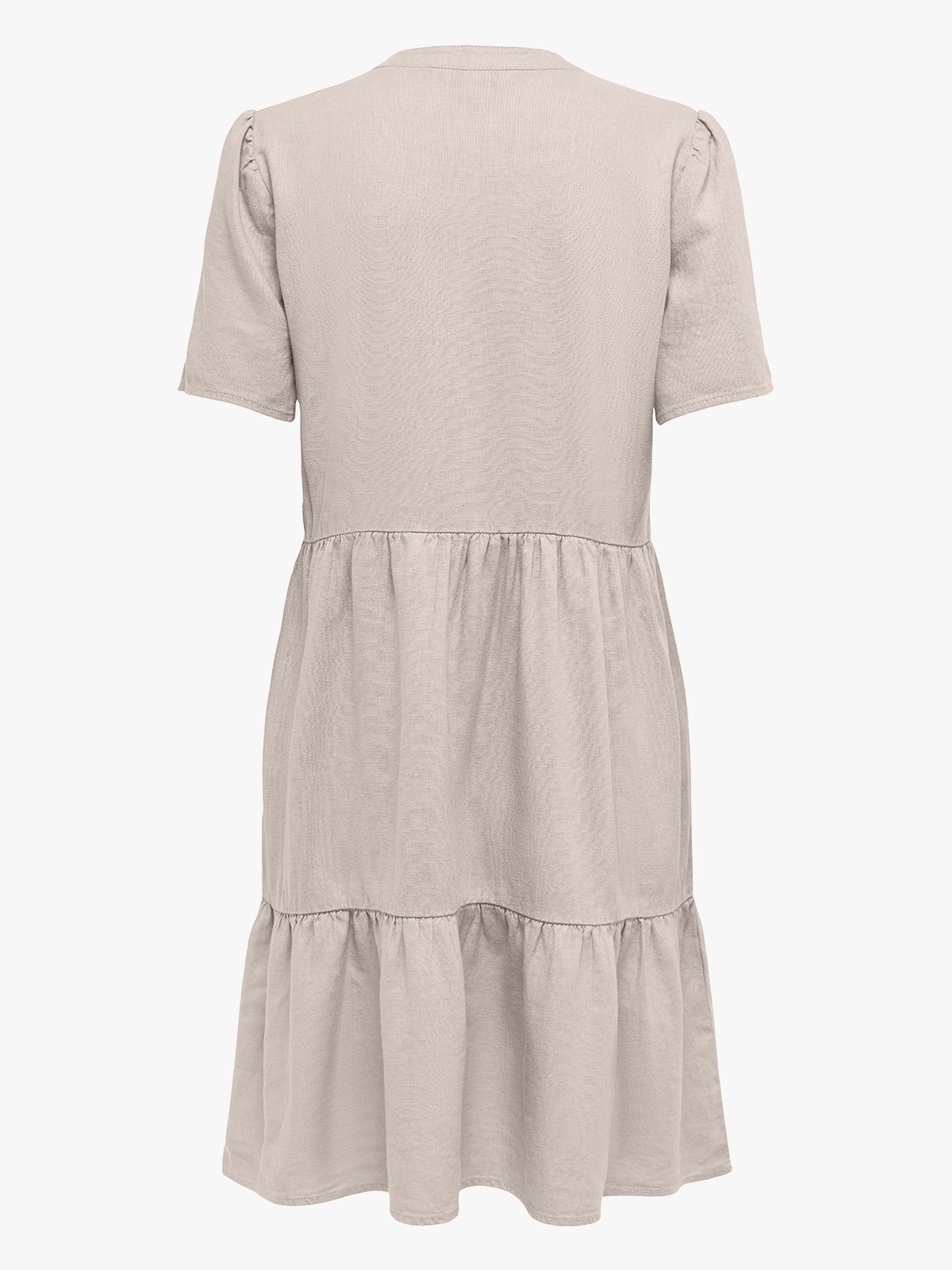 Only Tiri-Caro Short Sleeve V-Neck Lin Dress Pumice Stone