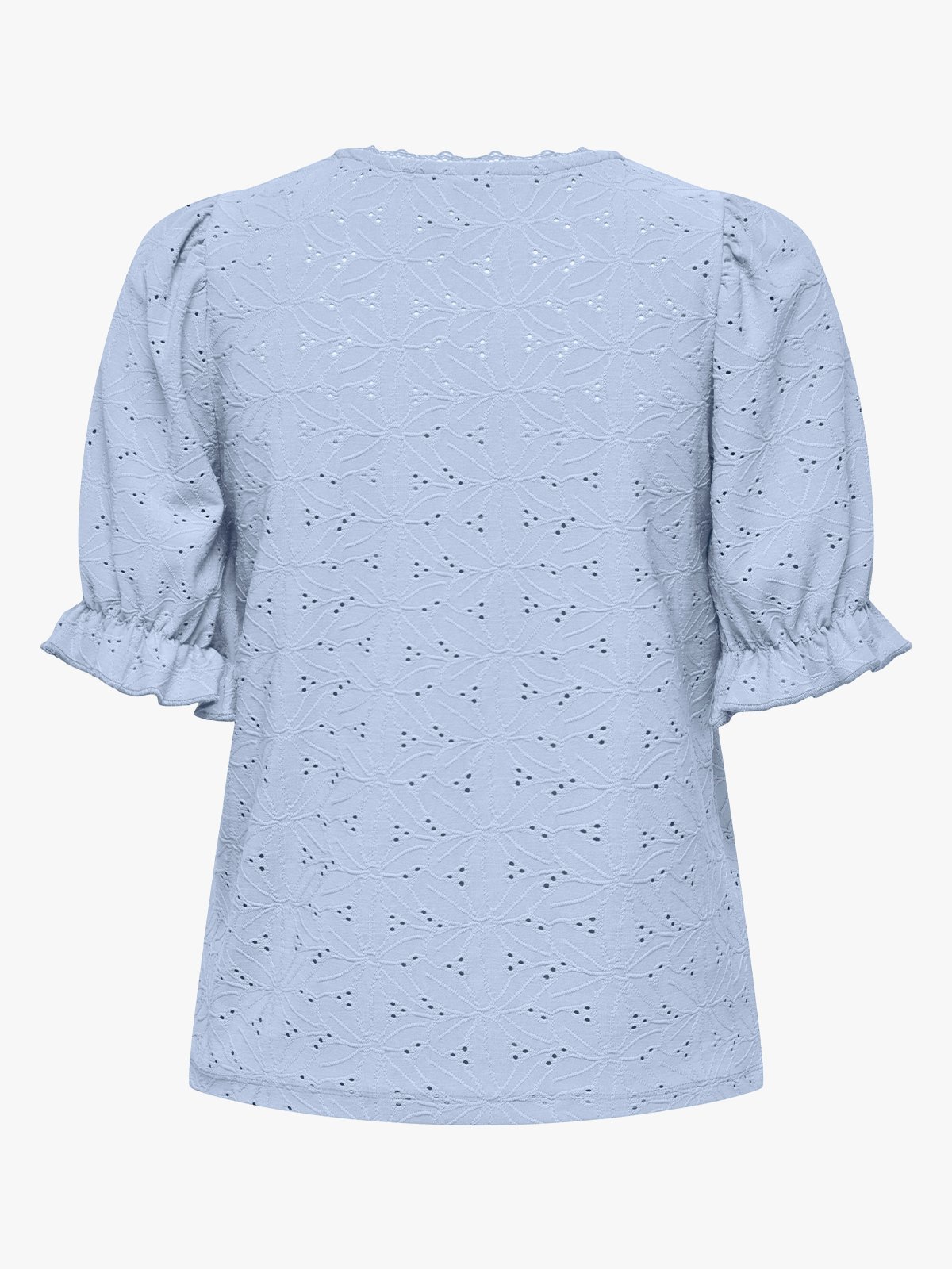 Only New Smilla Life Short Sleeve Puff Top Soft Chambray