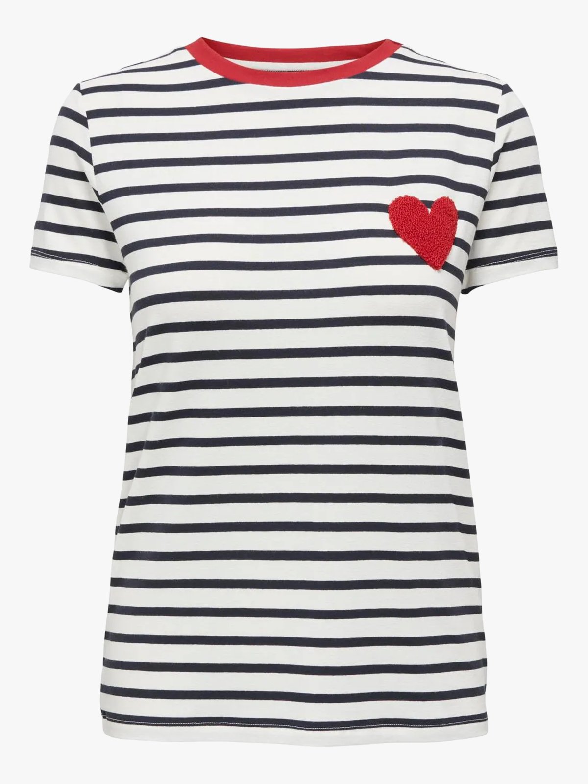 Only Heart Short Sleeve Tee Cloud Dancer Night Sky / Red Heart