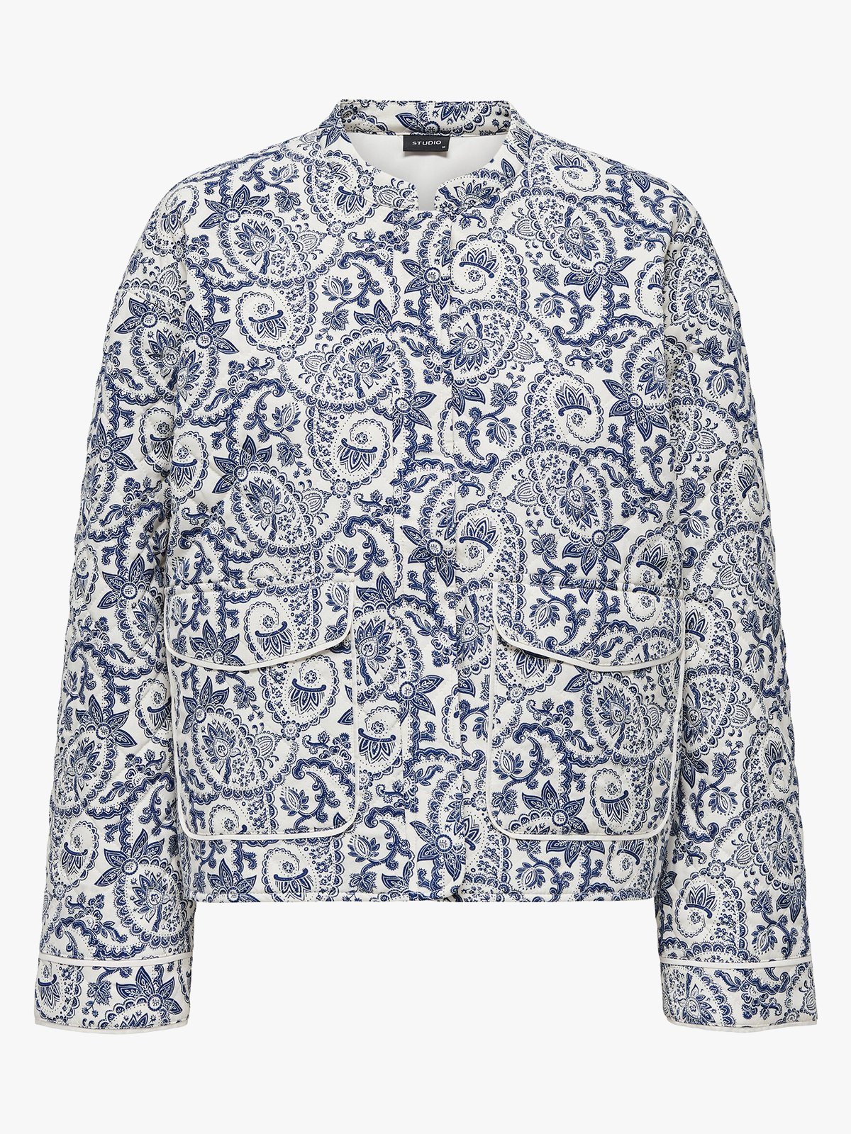 Only Hallie Quilted Jacket Cloud Dancer Blue Tile Print