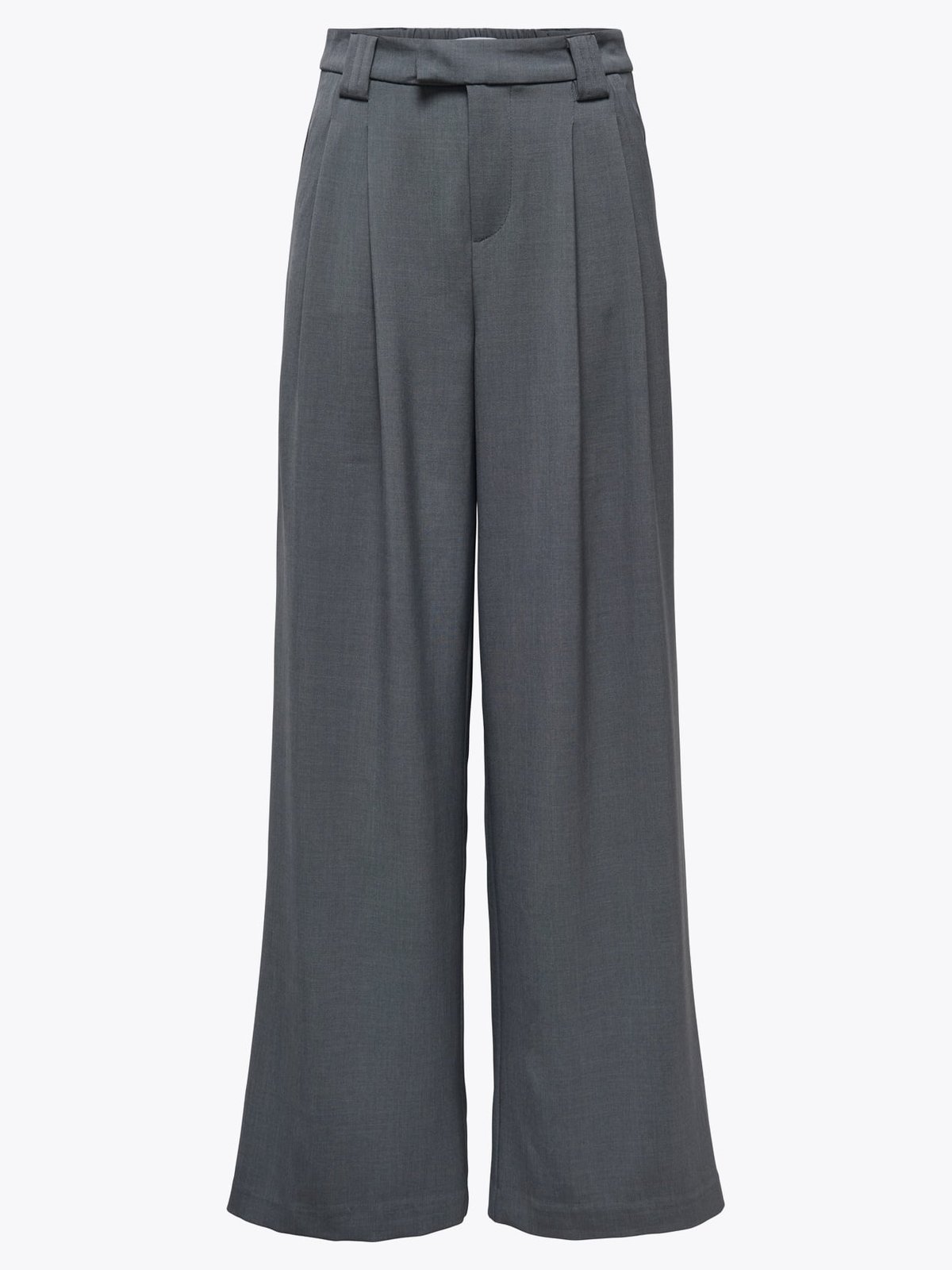 Only Svea Mid Waist Mel Wide Pant Dark Grey Melange