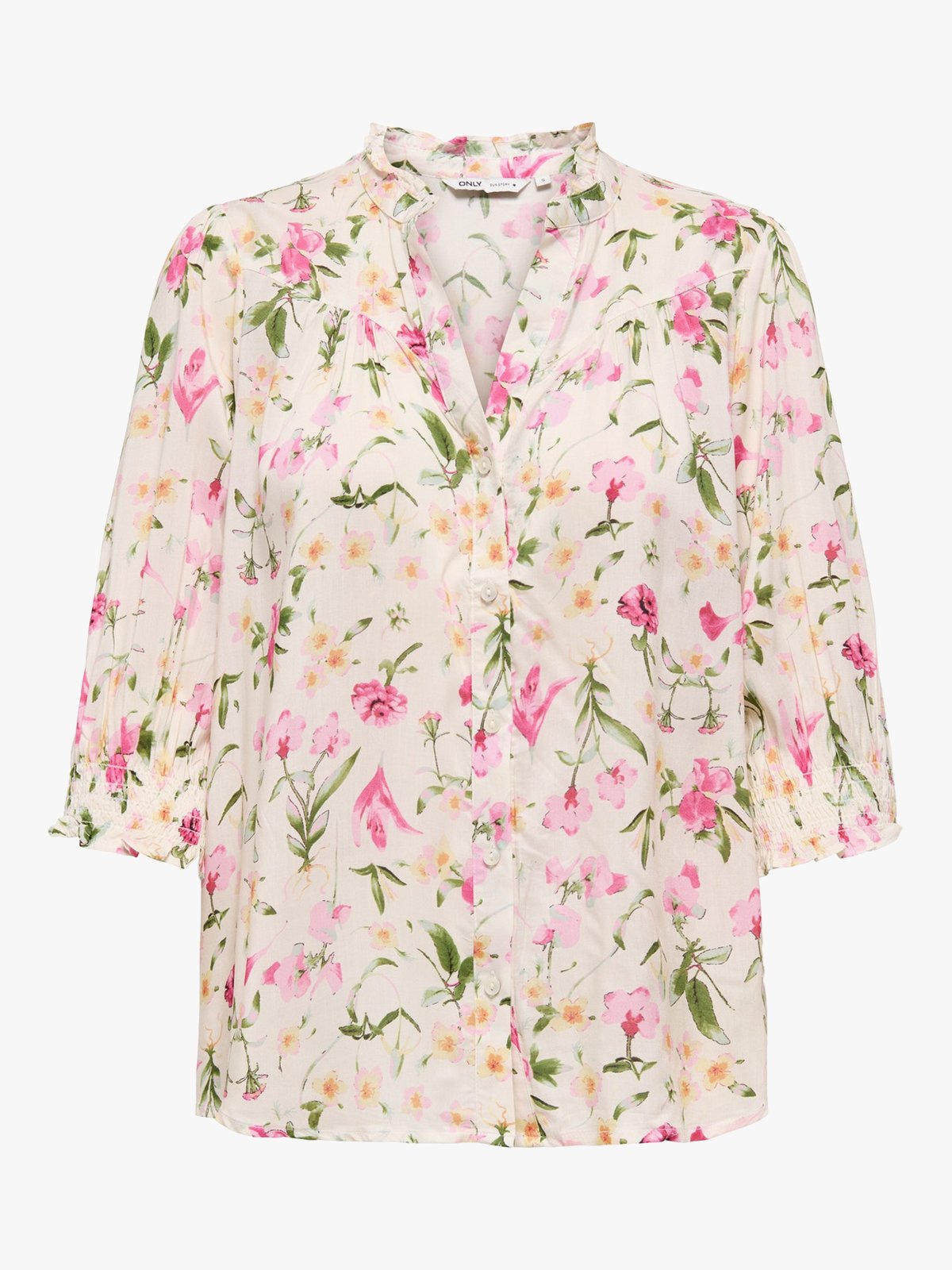 Only Raya 3/4 Shirt Cloud Dancer Liv Flower