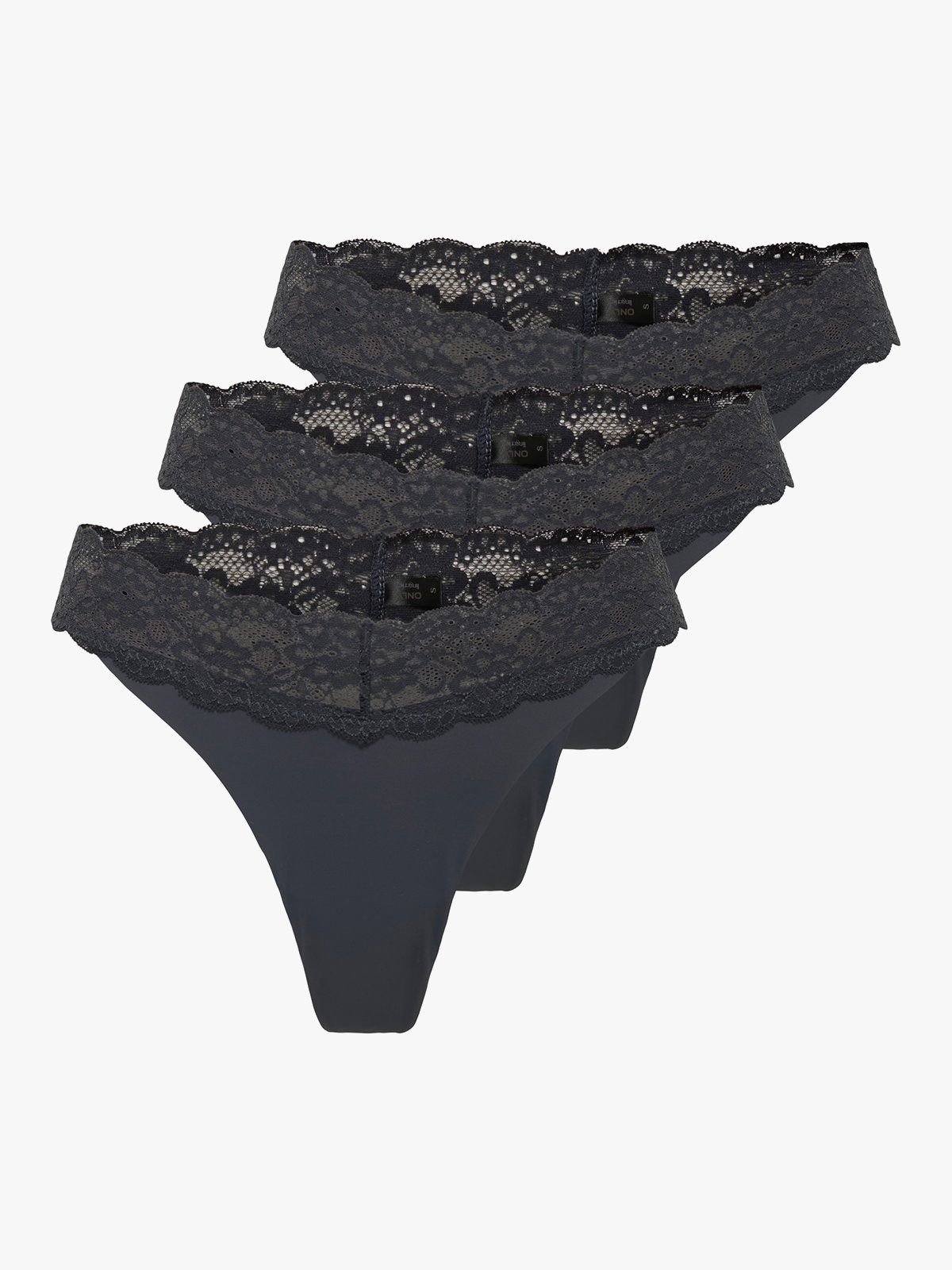 Only Chloe Lace S.S Thong 3-Pack Black