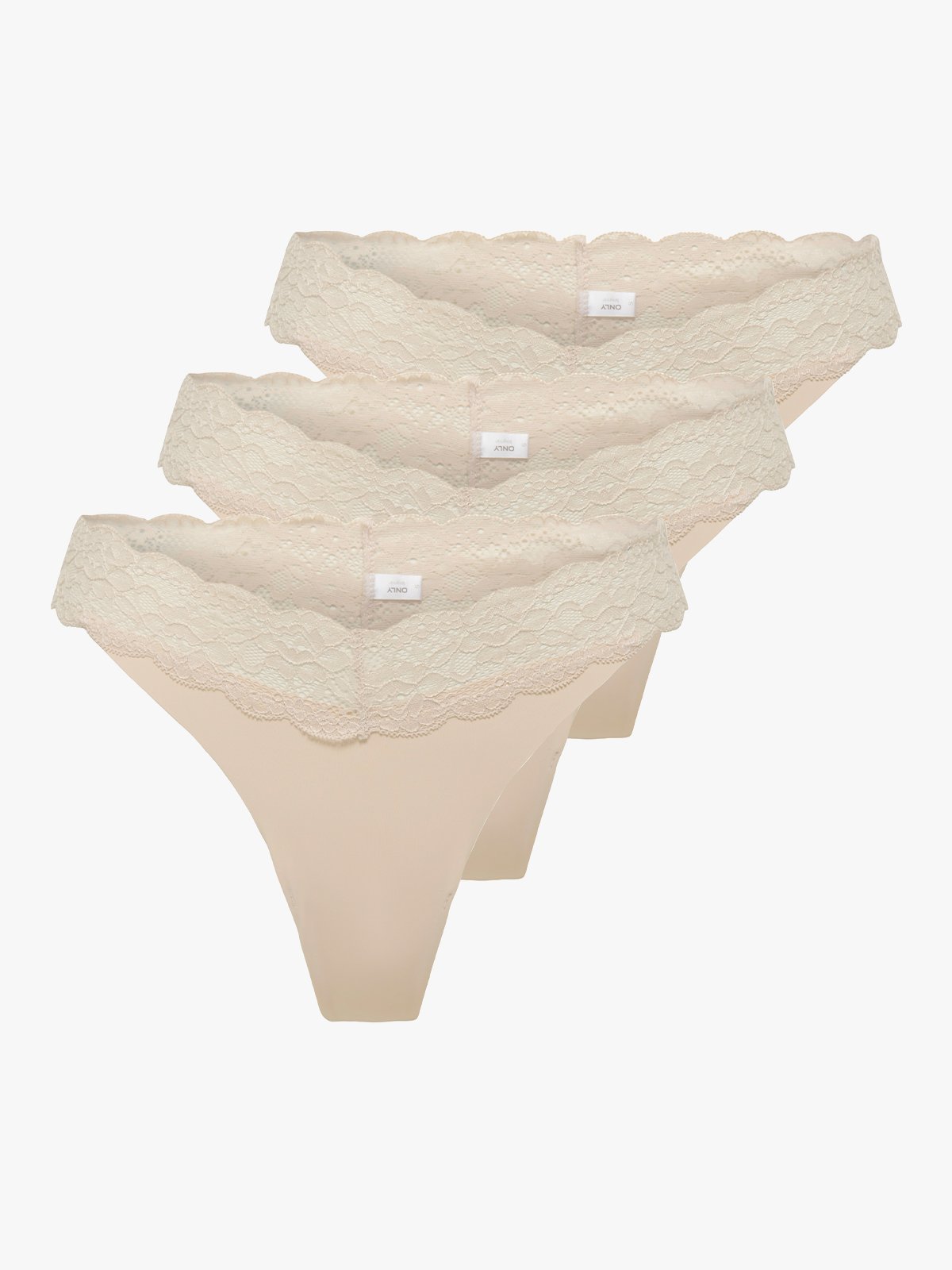 Only Chloe Lace S.S Thong 3-Pack Peach Taffy
