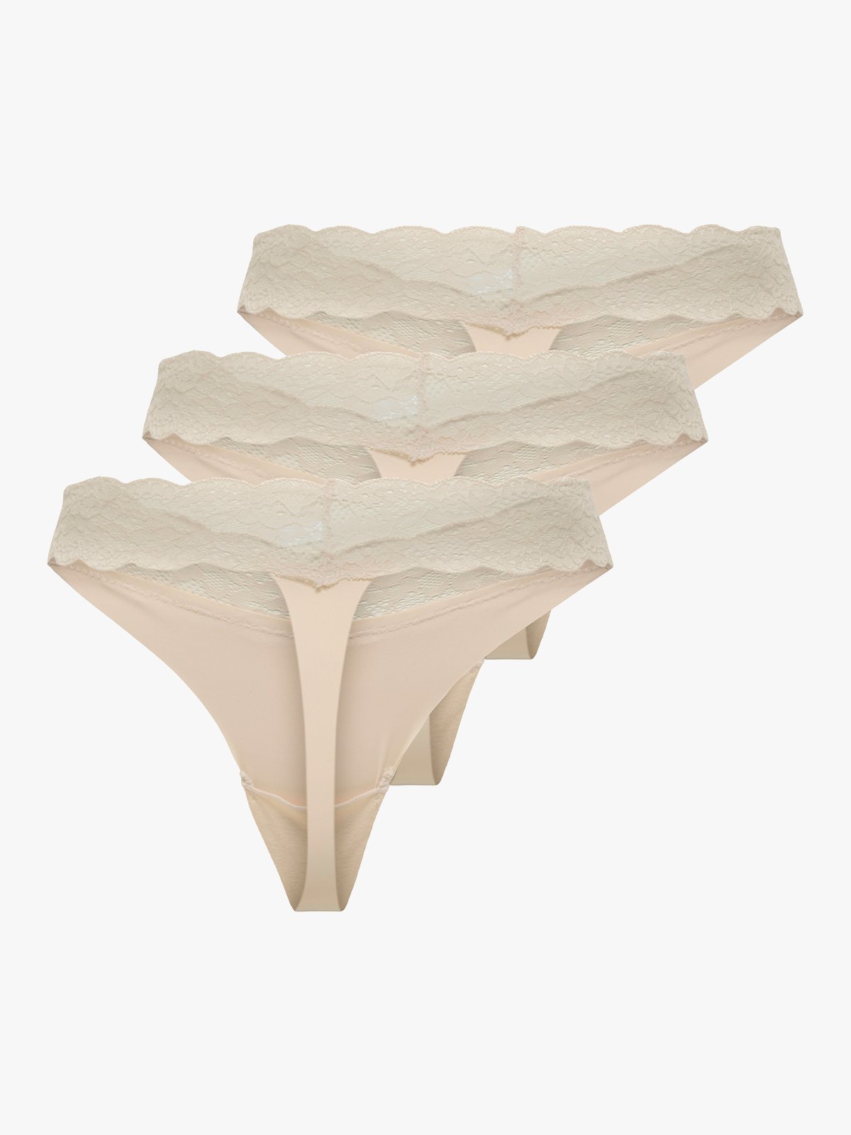 Only Chloe Lace S.S Thong 3-Pack Peach Taffy