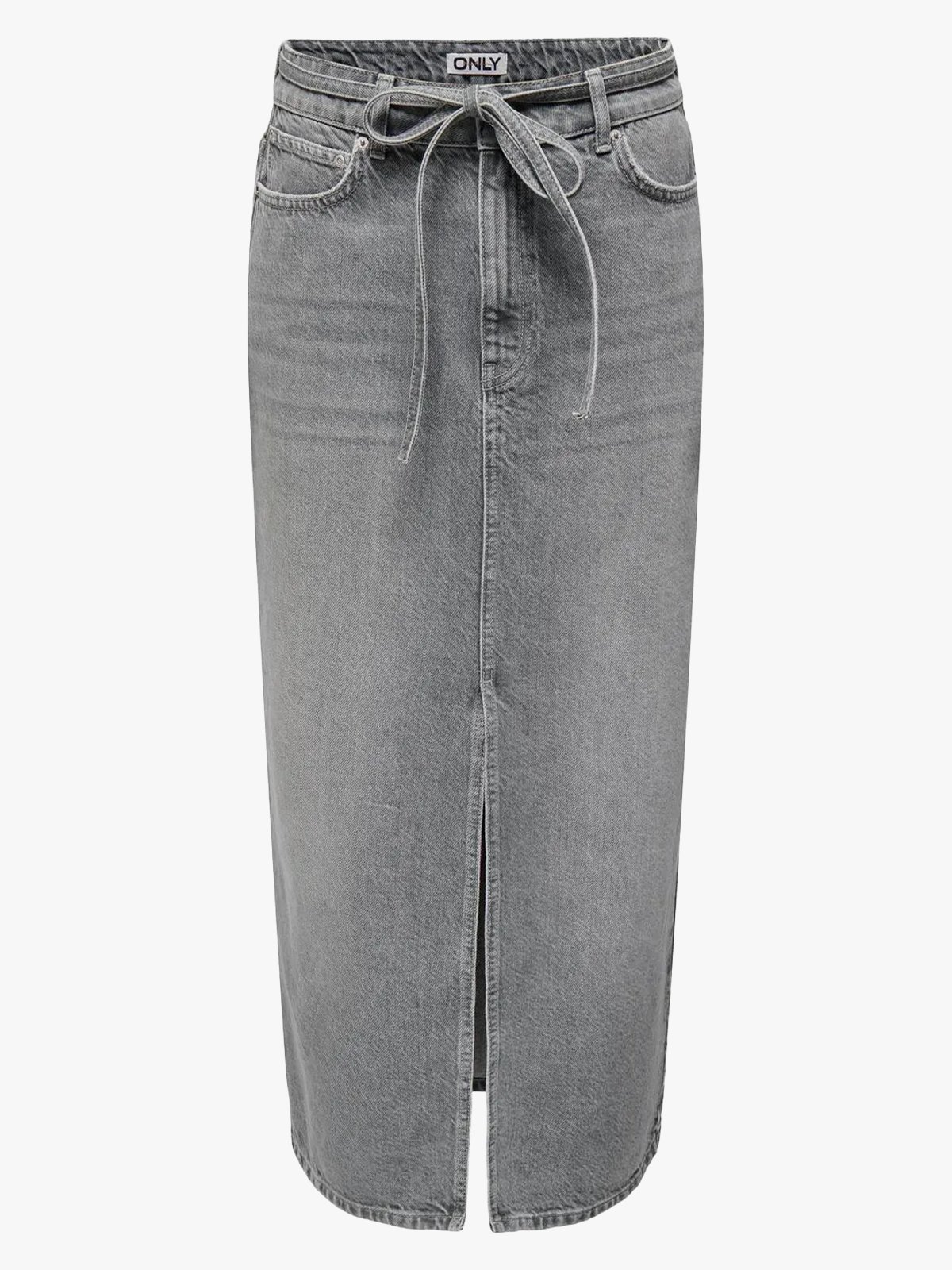 Only Gianna Belted Midi Skirt Dot Denim Medium Grey Denim